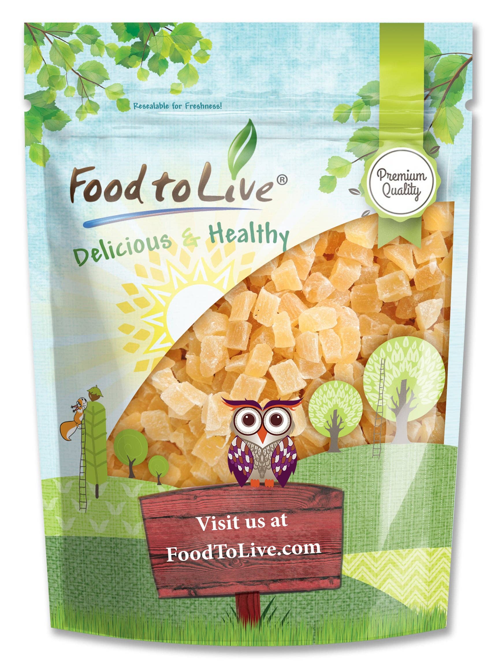 Dried Diced Pineapple – Raw, Vegan, Sweetened, Unsulfured