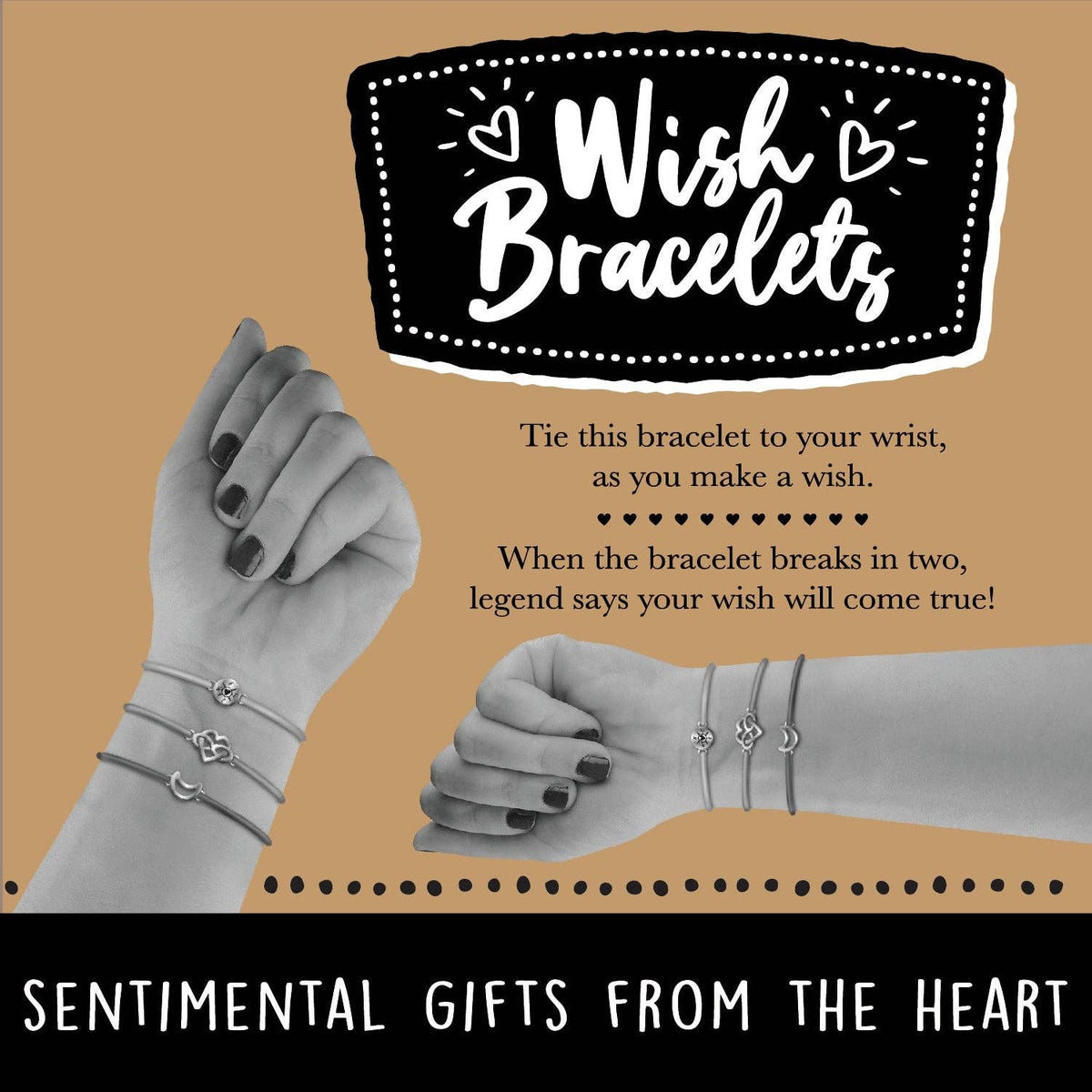 Wish Bracelet with Charm 2 Piece Assortment - 12/Pack