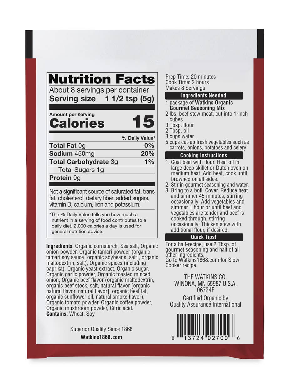 Organic Beef Stew Gourmet Seasoning Mix, 1.5 oz
