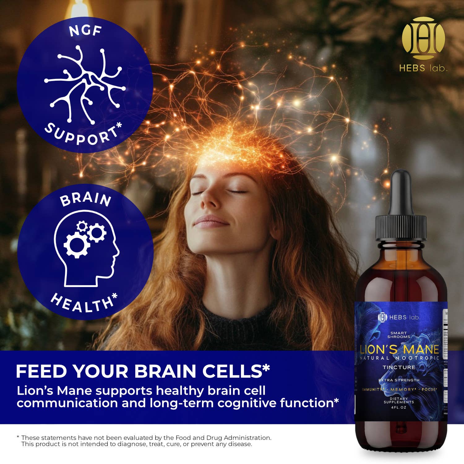 Lion’s Mane Mushroom Tincture – Brain & Focus Support – 4 oz