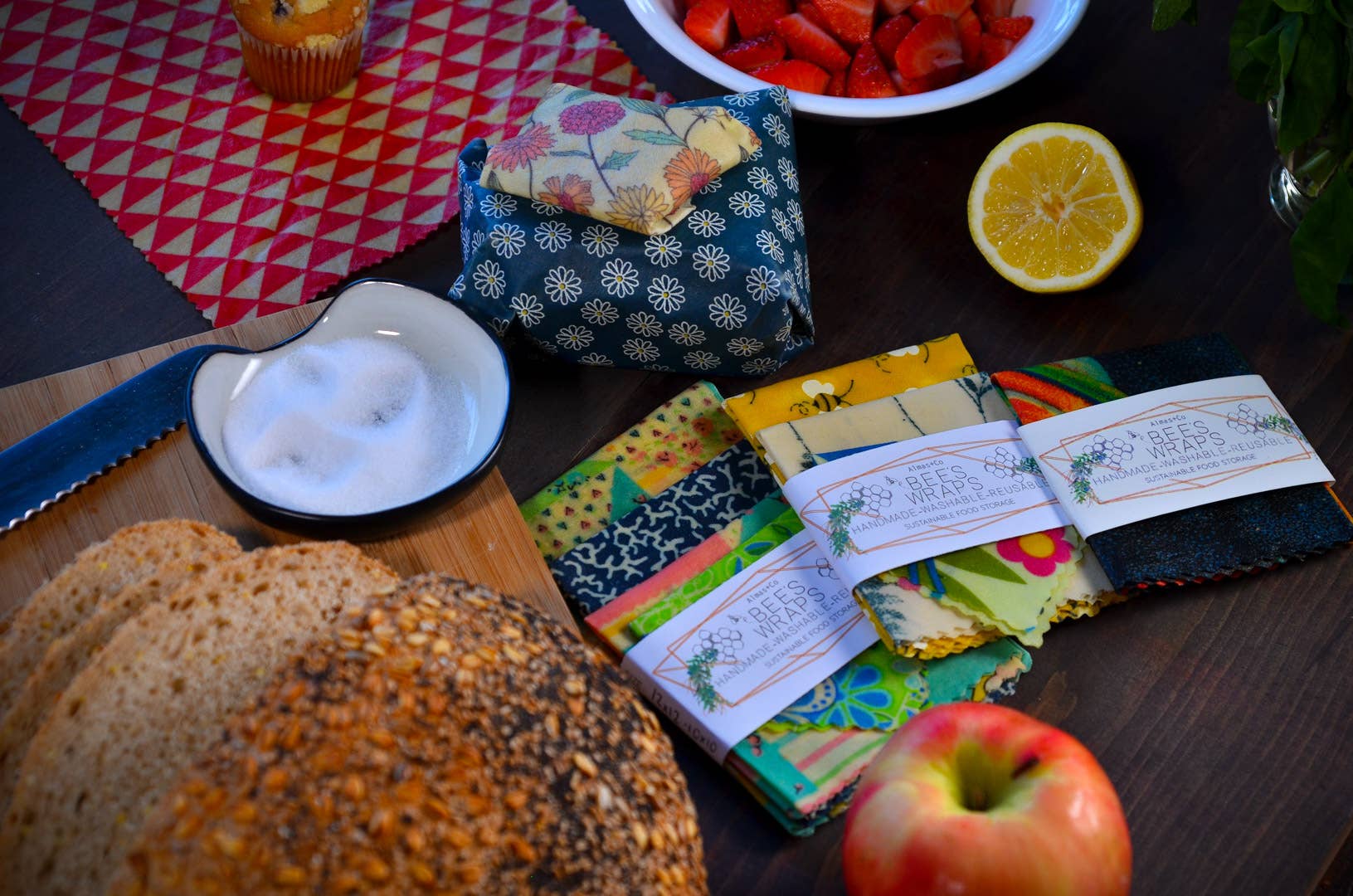 Honey Bee Print Beeswax Food Wraps 