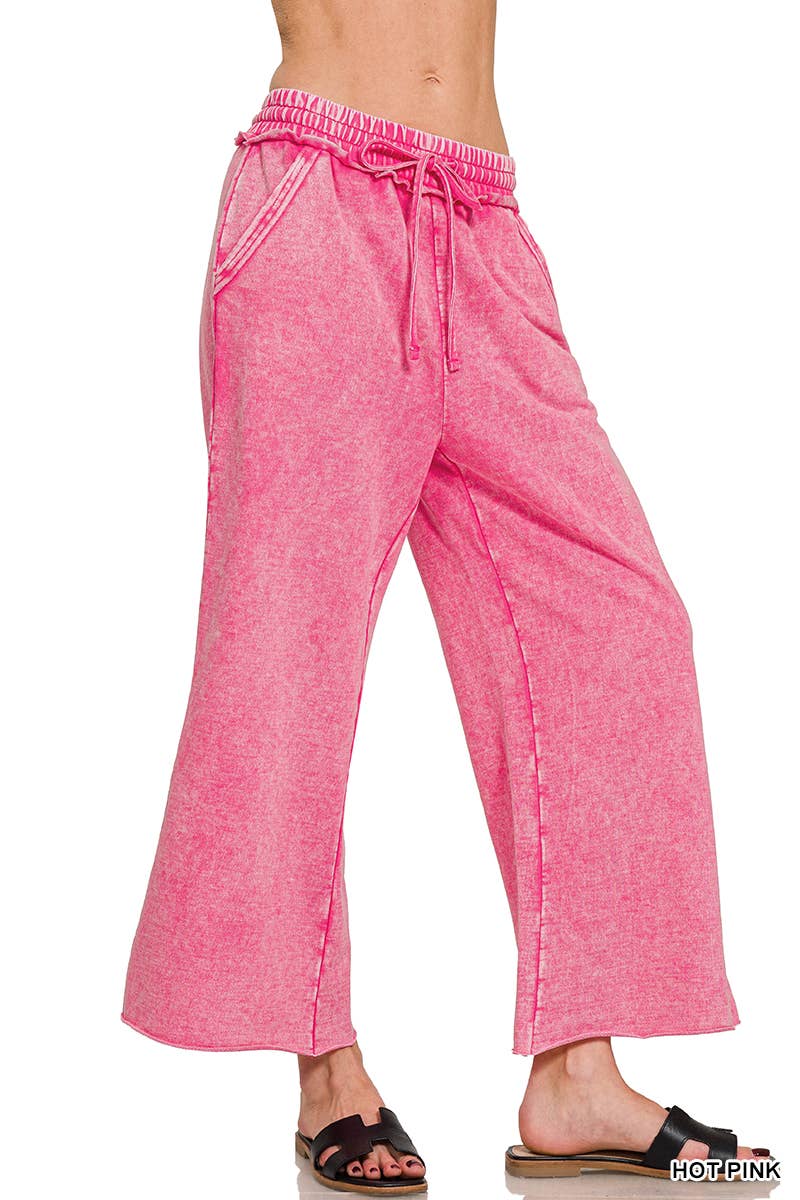 ",._ WASHED FRENCH TERRY PALAZZO WITH POCKETS