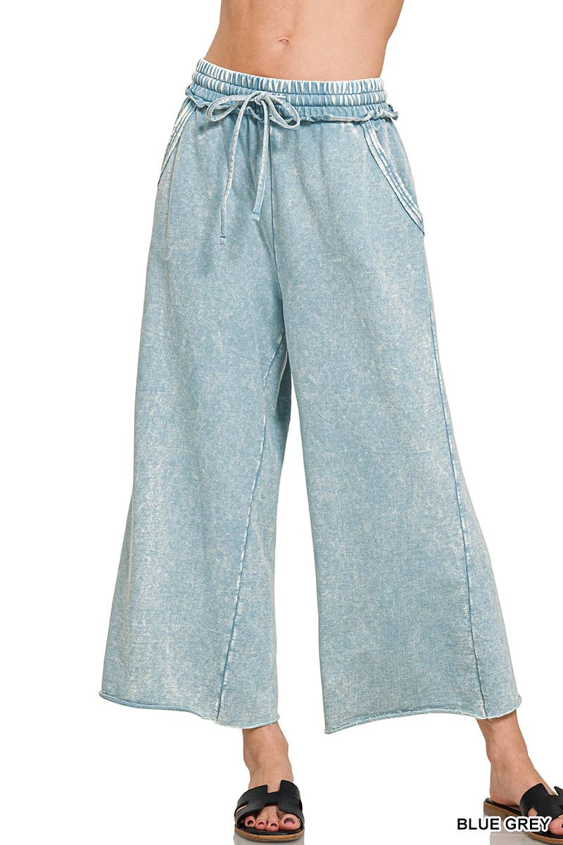 ",._ WASHED FRENCH TERRY PALAZZO WITH POCKETS
