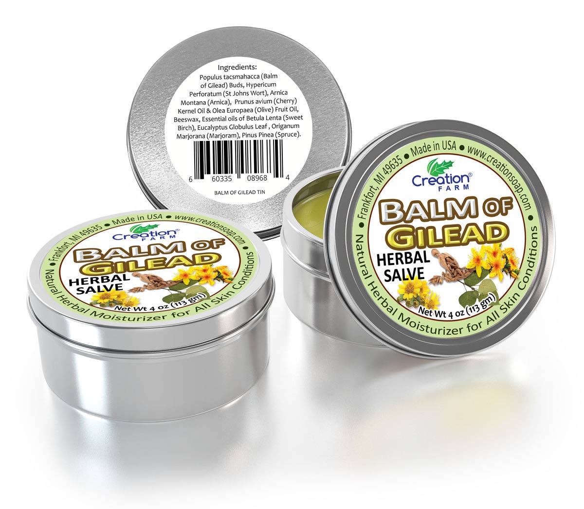 Balm of Gilead Salve - Large 4 Oz Tin Botanical Ointment, Todos Balsamo de Galaad pomada botnico