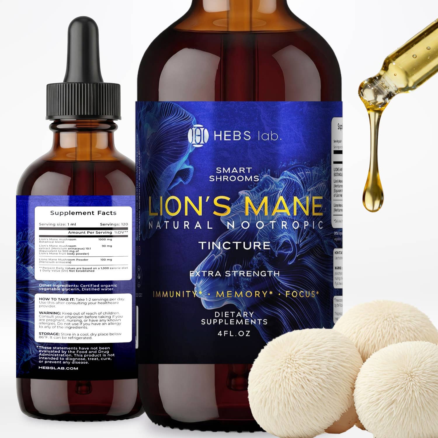 Lion’s Mane Mushroom Tincture – Brain & Focus Support – 4 oz