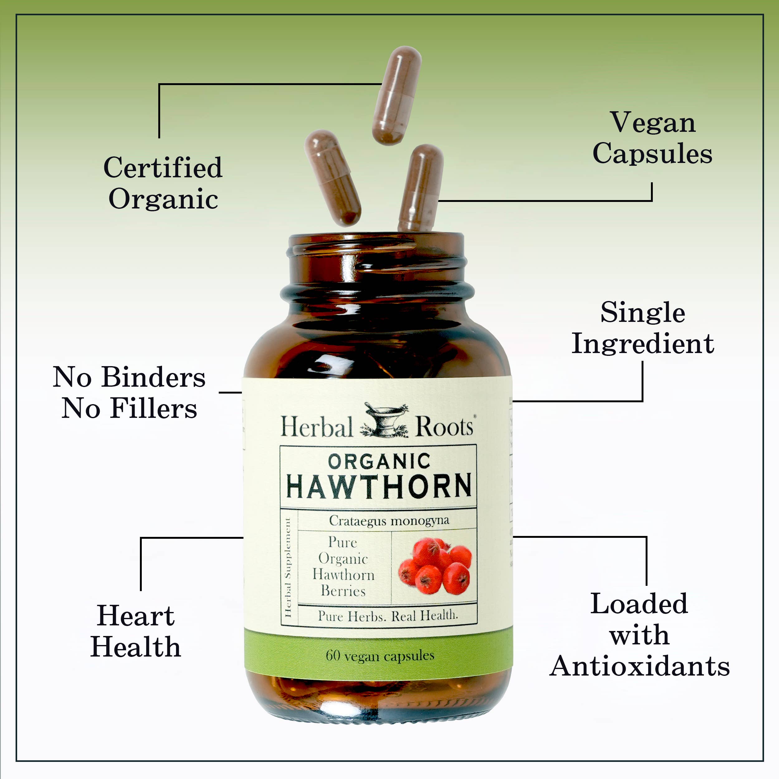Herbal Roots Organic Hawthorn Berry Capsules