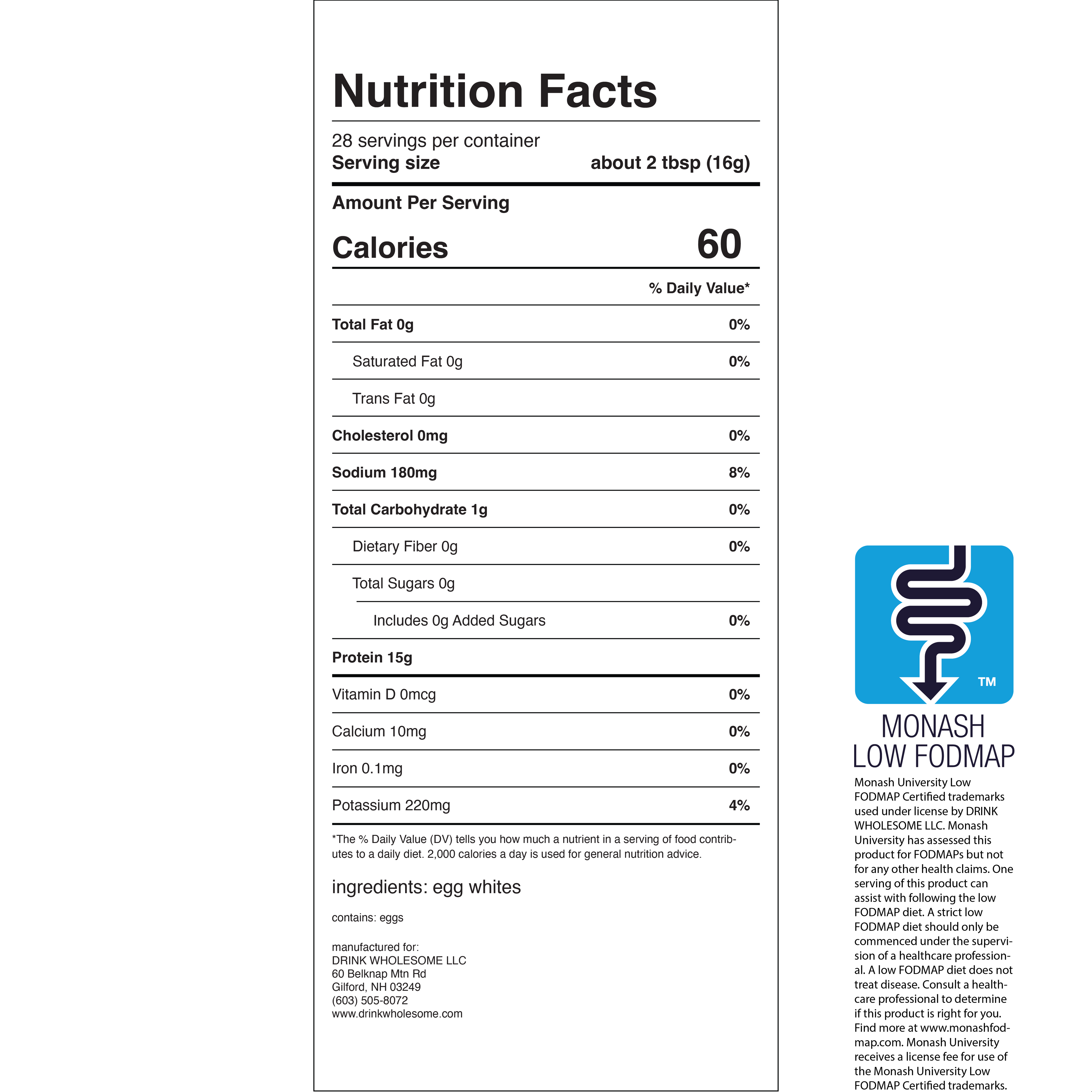 Unflavored Egg White Protein Powder