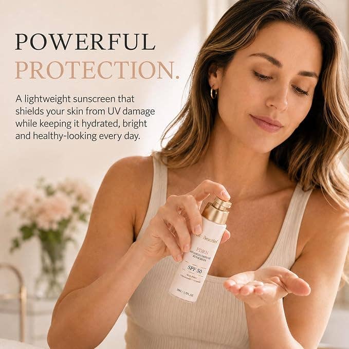 SPF 50 Face Sunscreen with PDRN, Broad Spectrum & Water Resistant, Niacinamide and Ceramides for Brightening and Firming