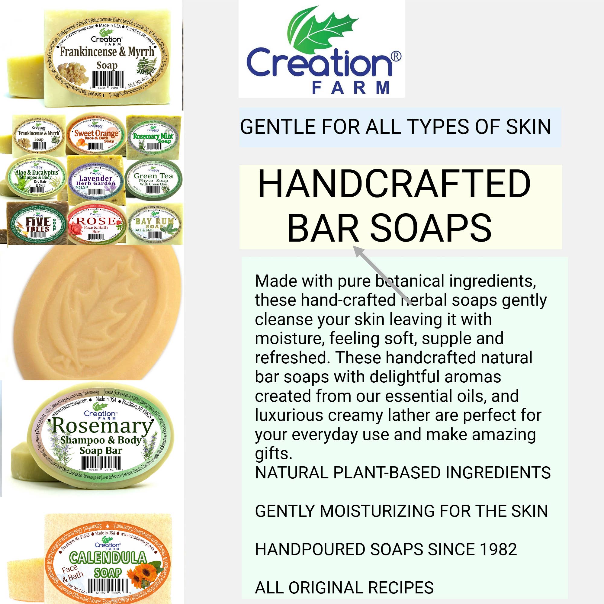 Creation Farm Frankincense & Myrrh Soap 2 Pack of 4 oz Bars,