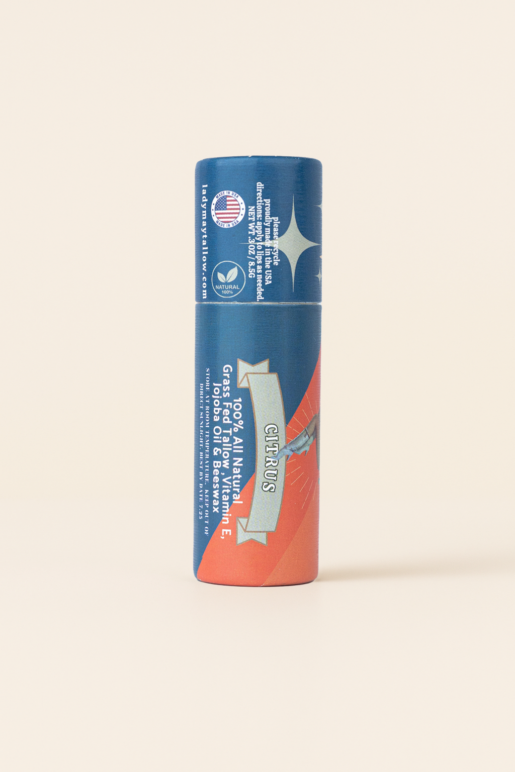 Lady May Tallow Lip Balm – Natural, Hydrating, Long-Lasting (Multiple Flavors)