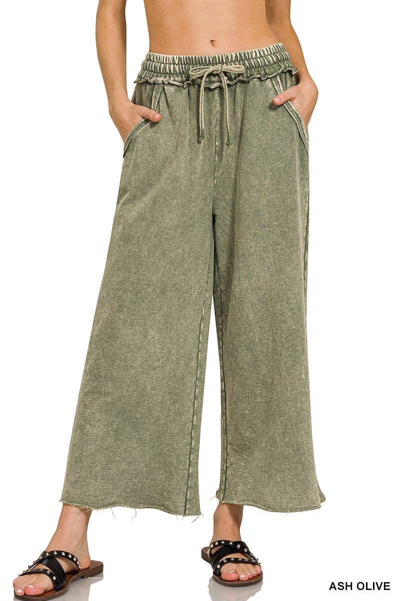 ",._ WASHED FRENCH TERRY PALAZZO WITH POCKETS