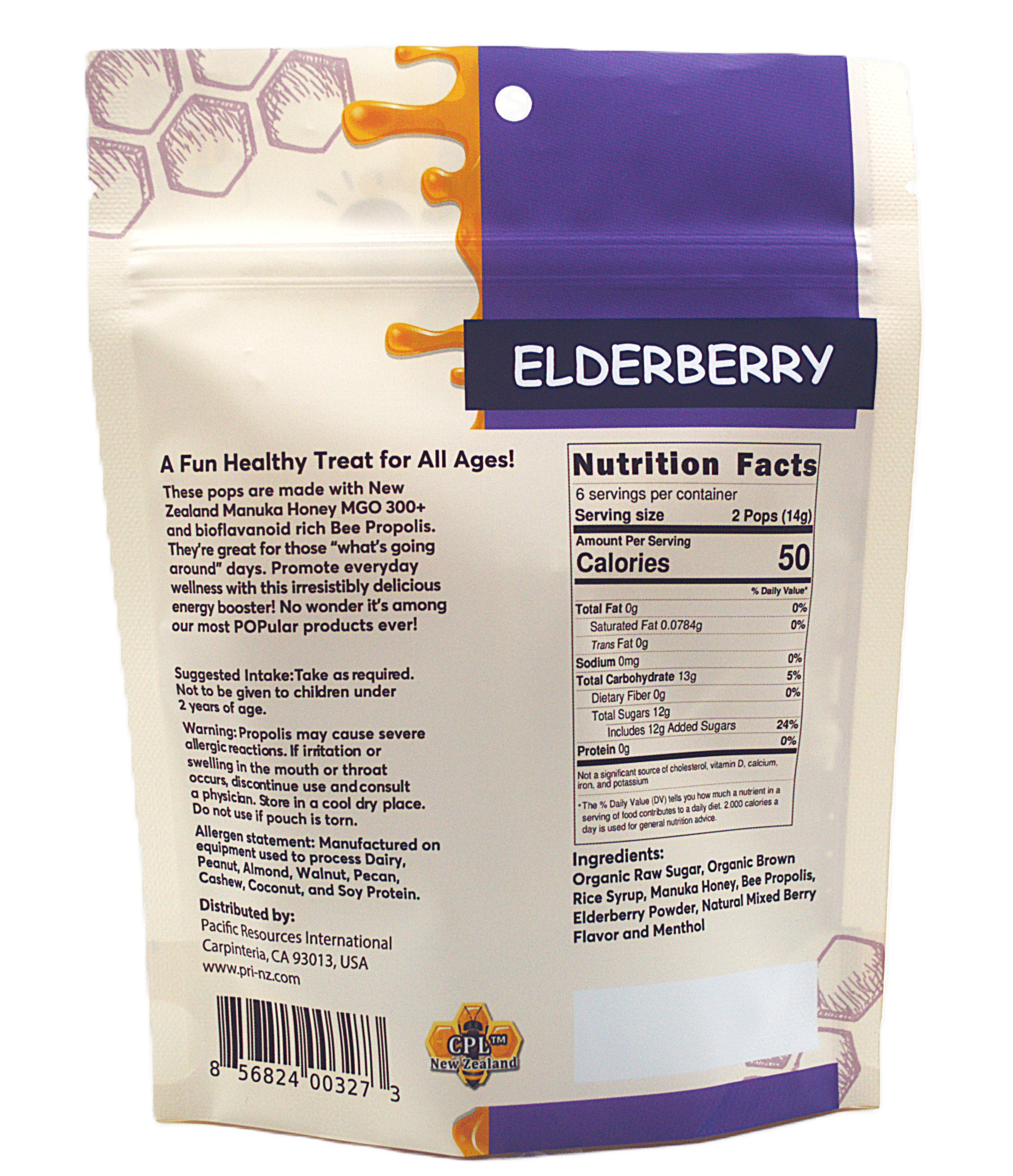 Manuka Honey Propolis Lollipop, Elderberry