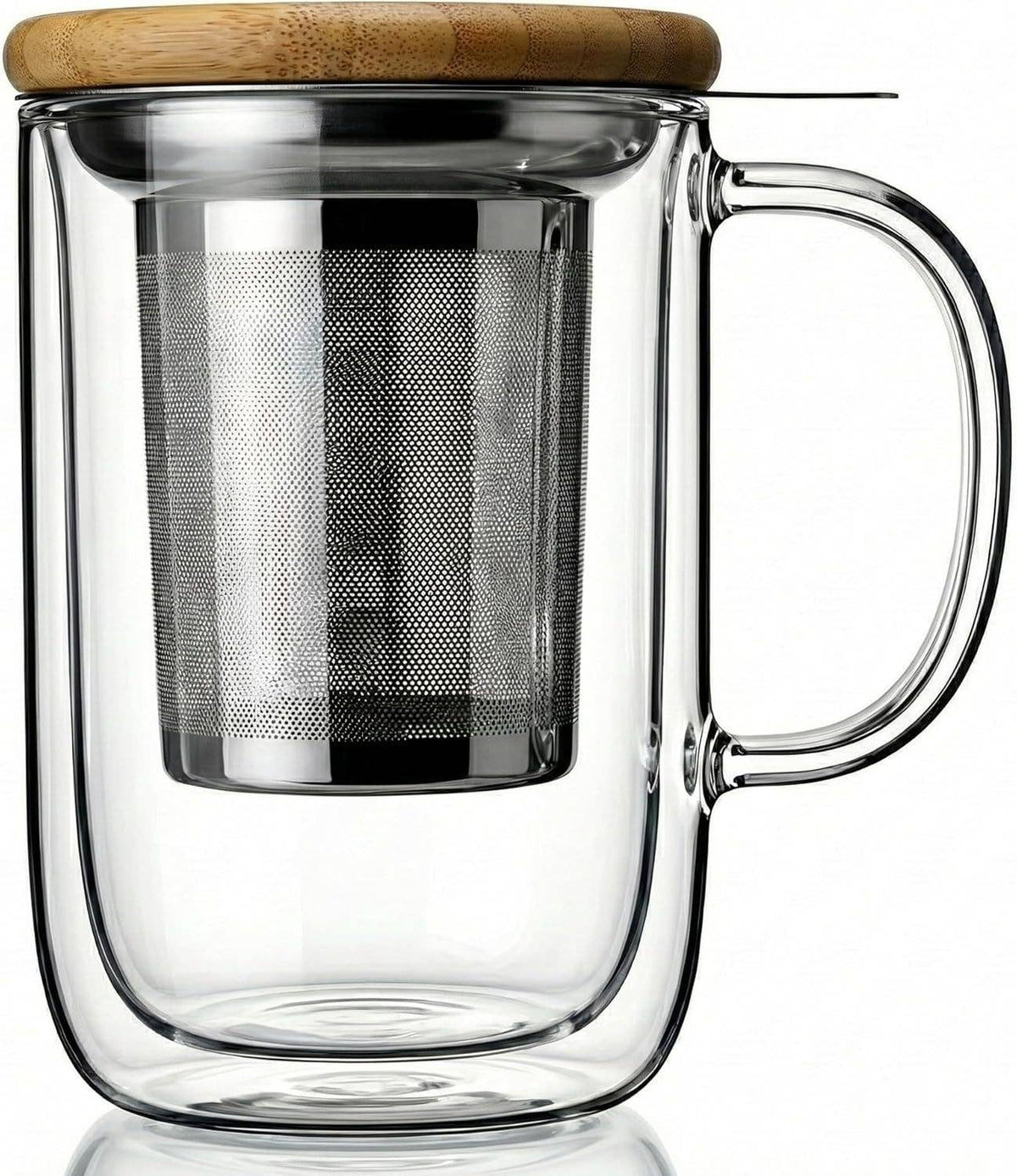 Venus Double Wall Glass Cup With Infuser, 13.5oz