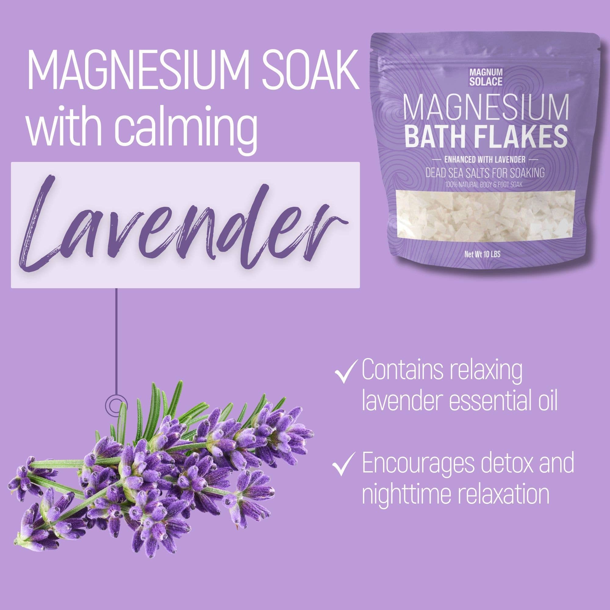 Magnesium Bath Flakes, Bath Soak Enhanced with Lavender