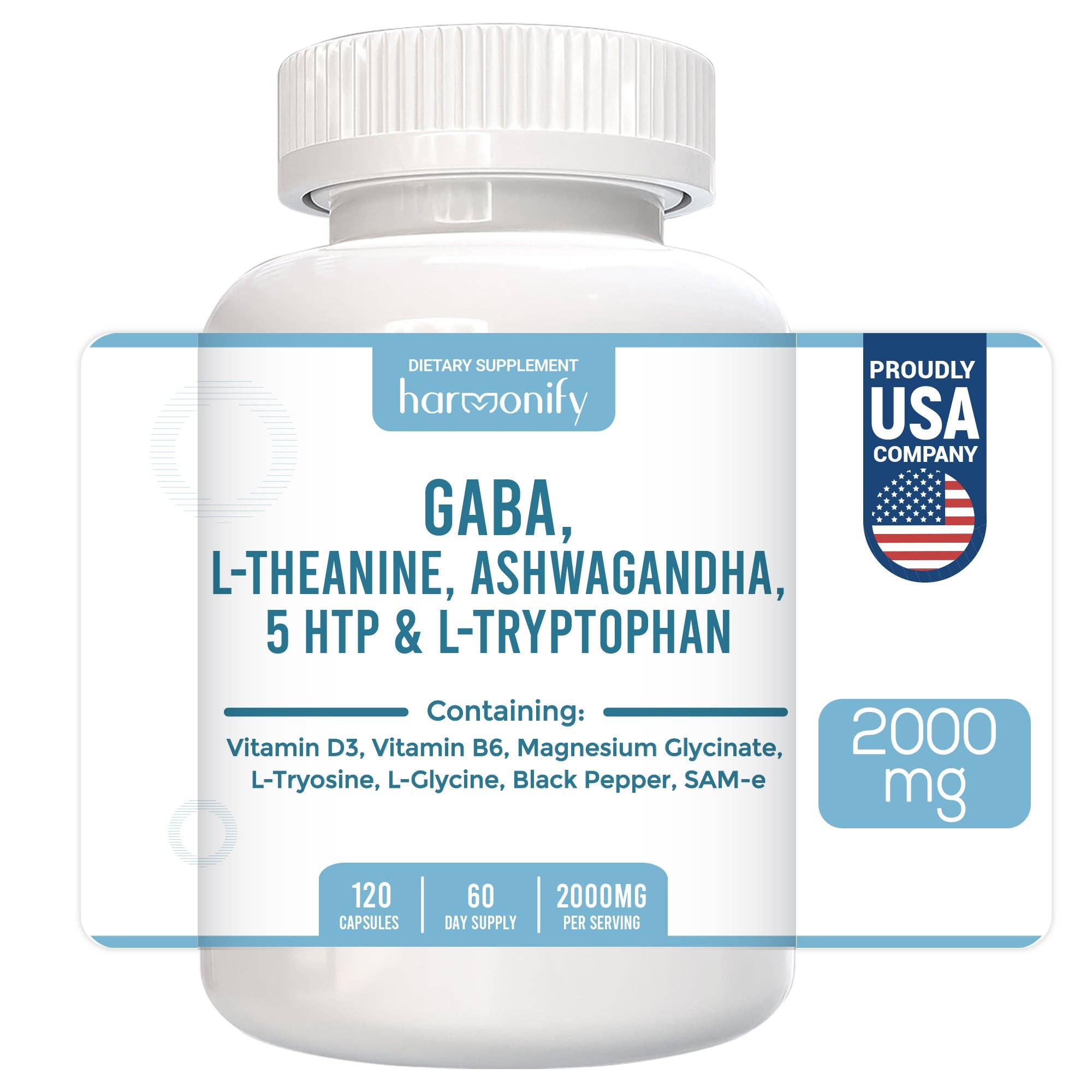 GABA L-Theanine Supplements with Magnesium Glycinate, Ashwag