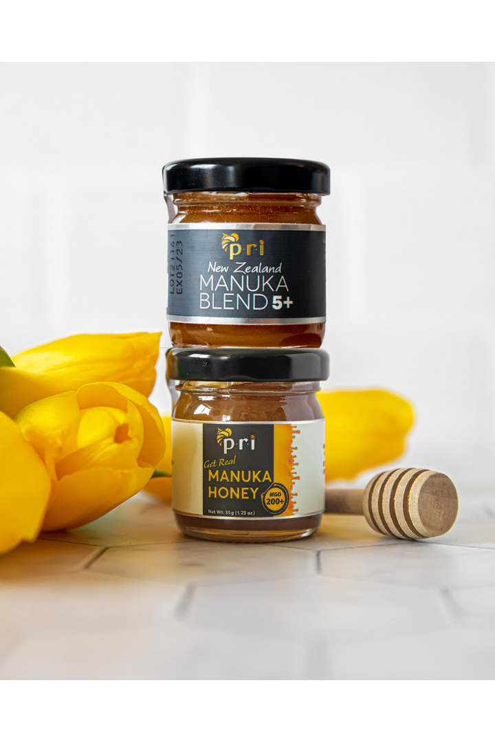 2 PRI Mini Sampler Manuka Honey Jars 1.25oz