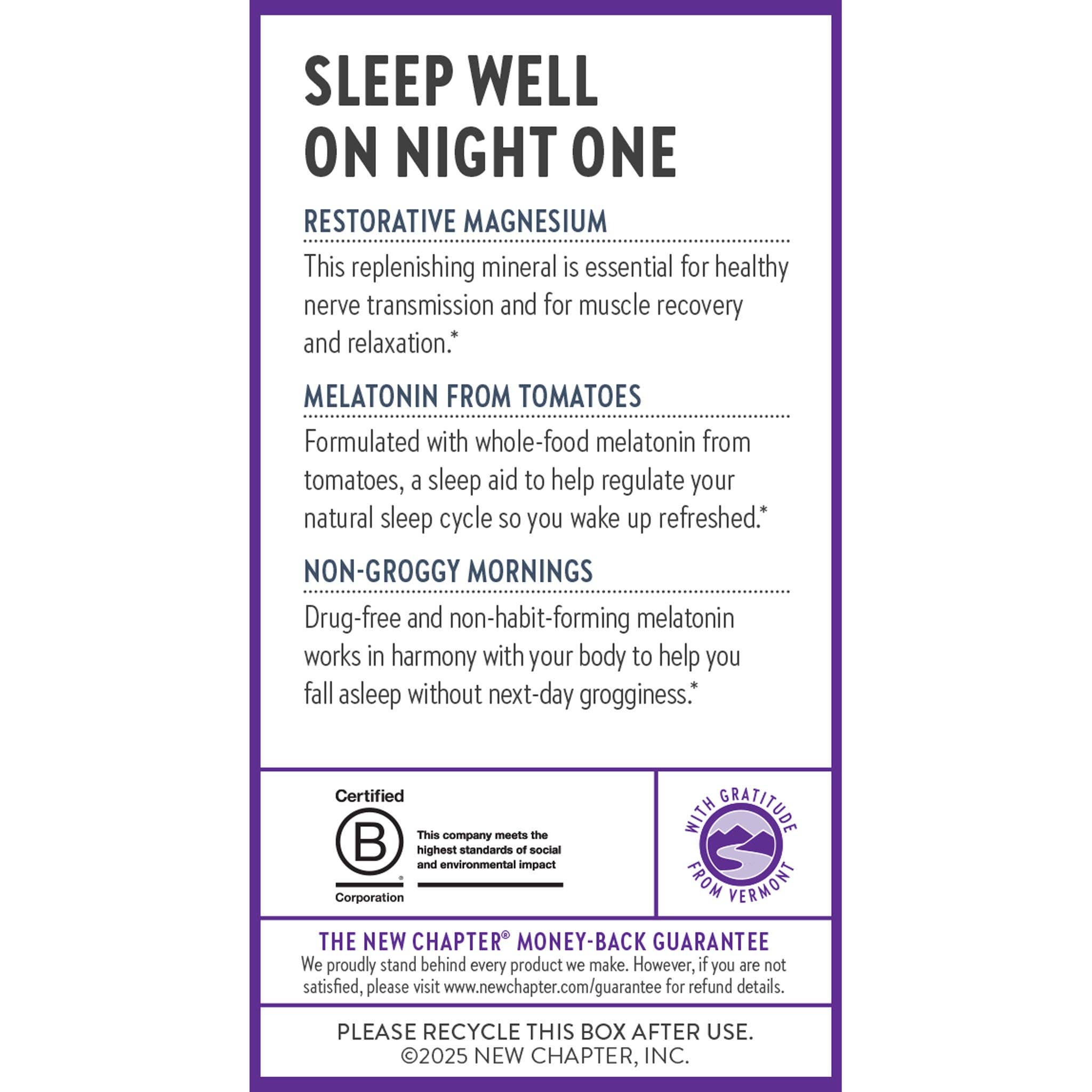 Magnesium + Plant-Based Melatonin, 60 Tablets