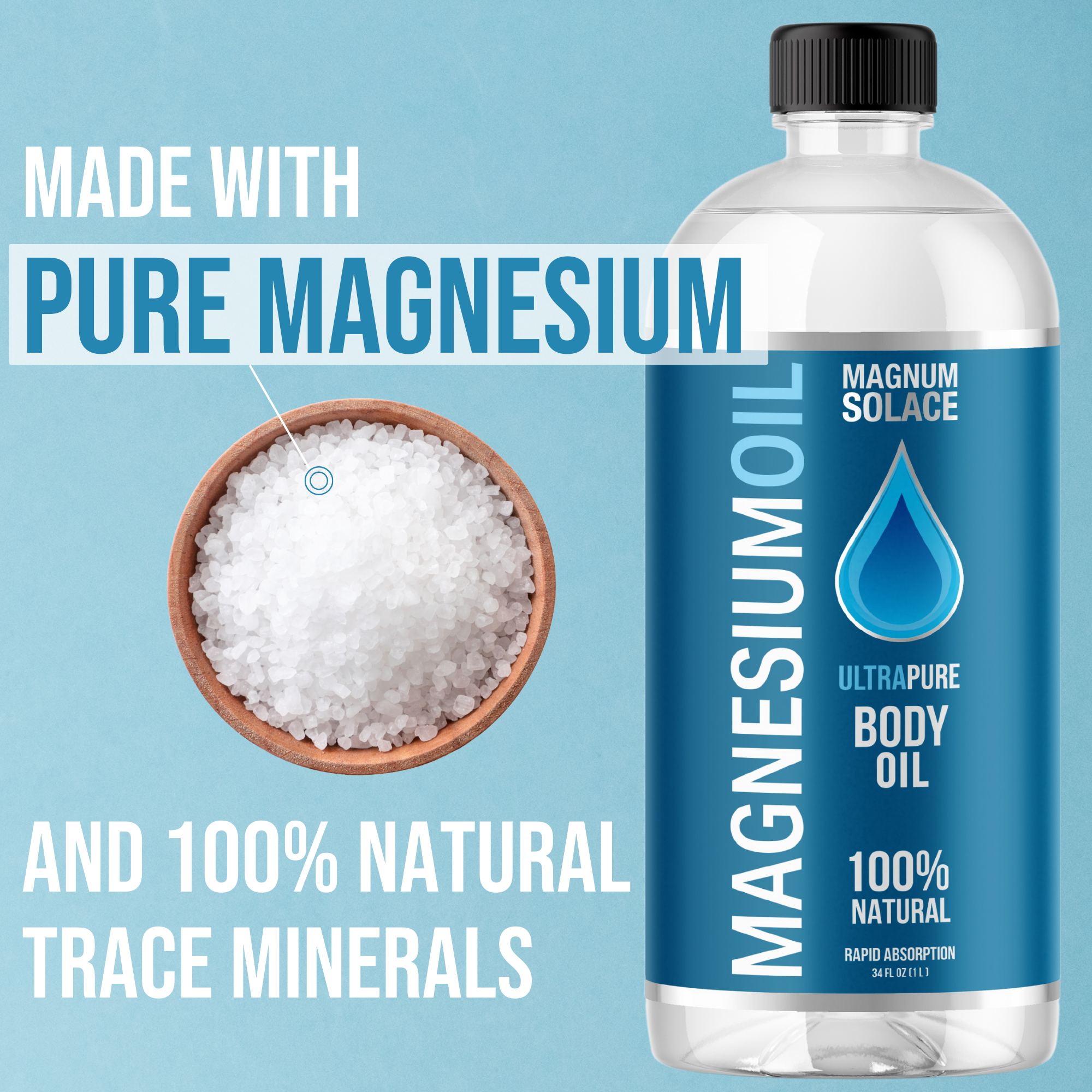 Magnesium Oil for Muscle Recovery & Bath Soak - Large 1 Lite