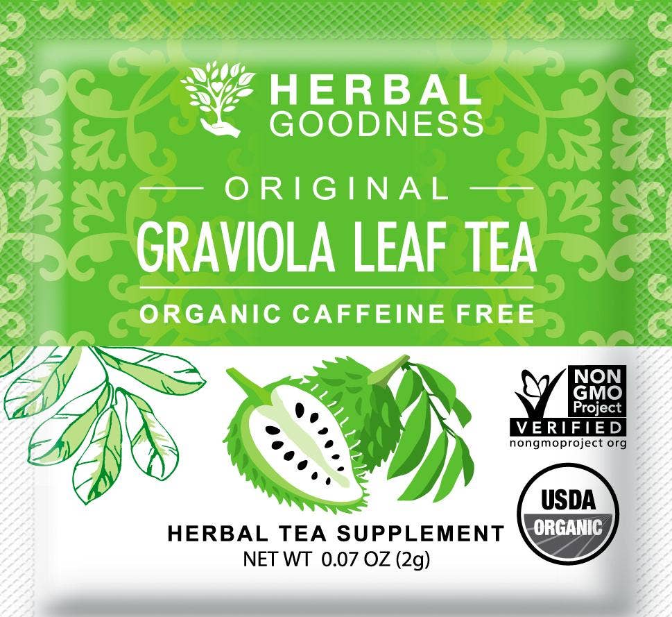 Soursop Leaf Tea - Graviola Extract - Organic Teabags 24/1g - Cell Immunity & Relaxation - Herbal Goodness