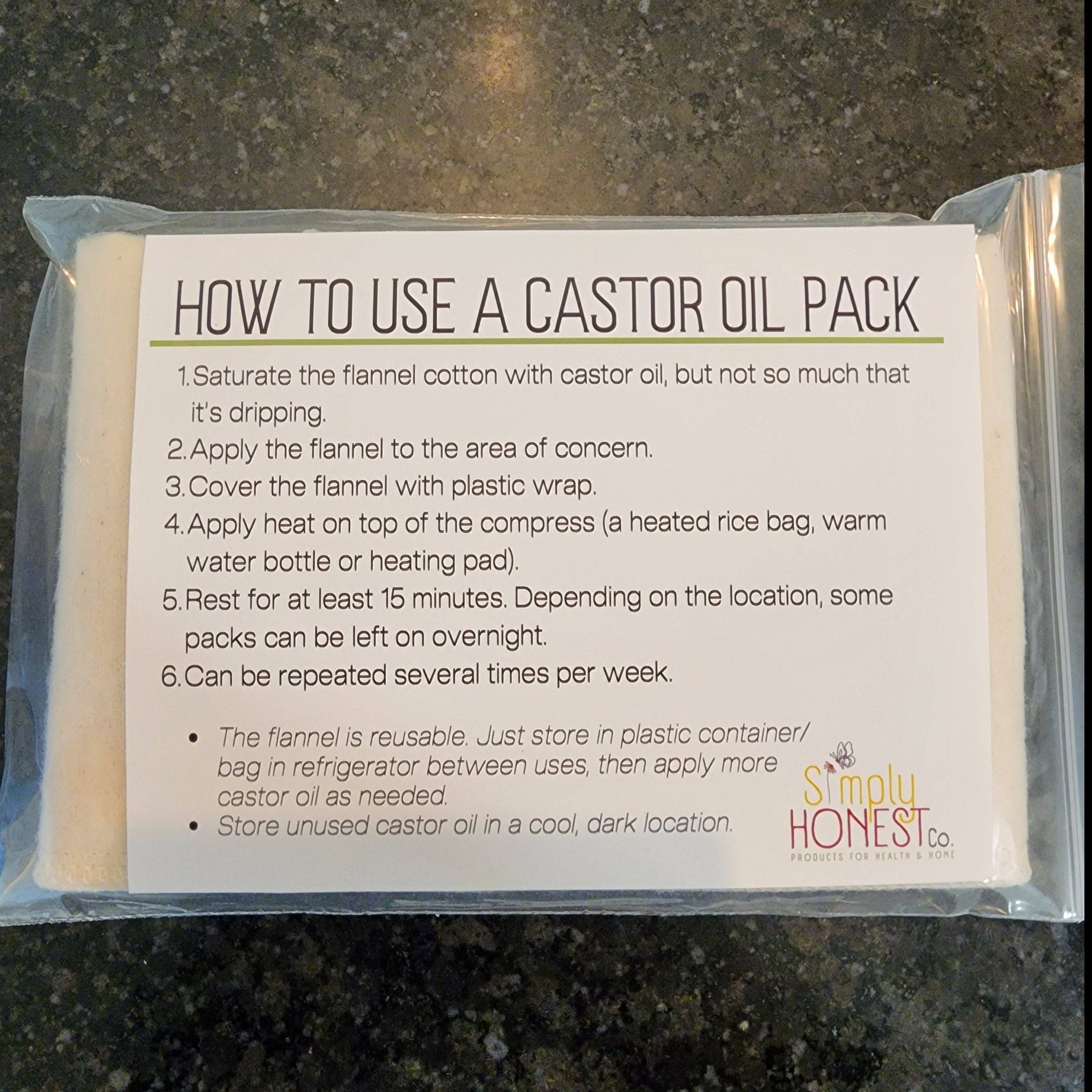 Organic Castor Oil Pack Kit Unbleached Cotton Flannel