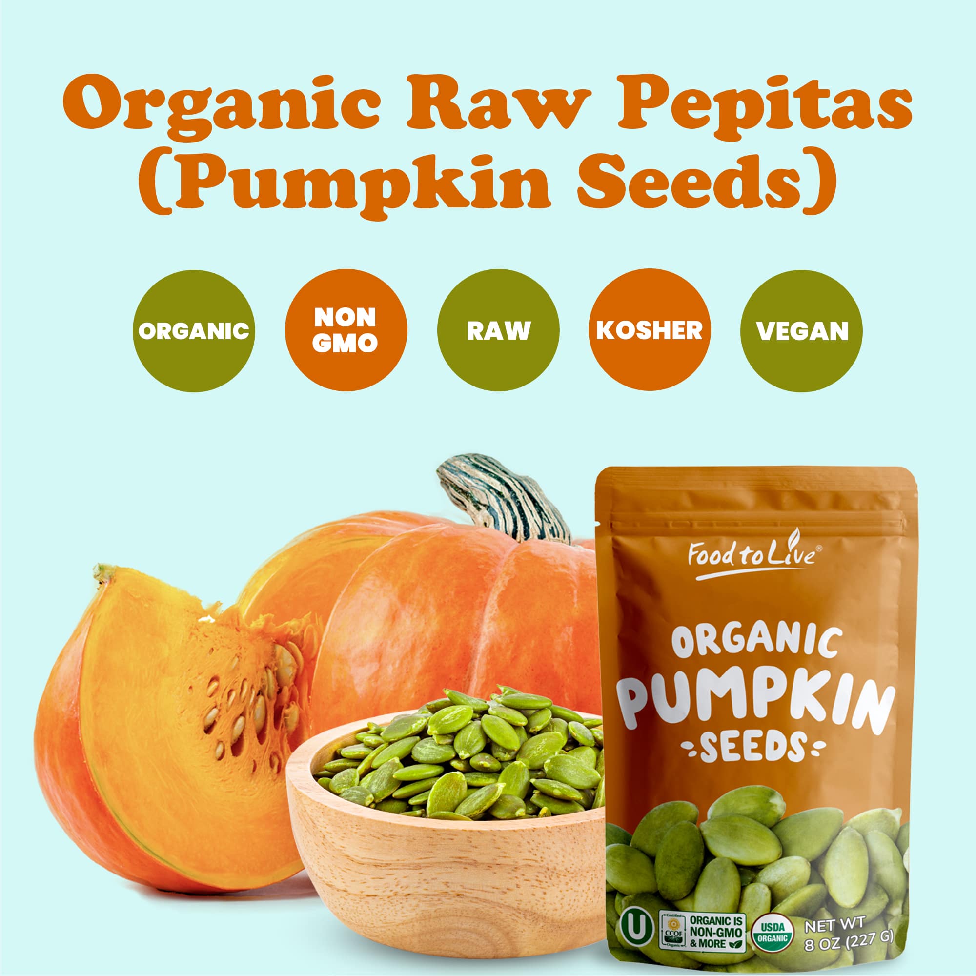 Organic Raw Pepitas – Pumpkin Seed Kernels, Unsalted, No Oil