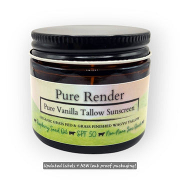 Tallow Sunscreen SPF 50 Vanilla, Grass-fed Wagyu
