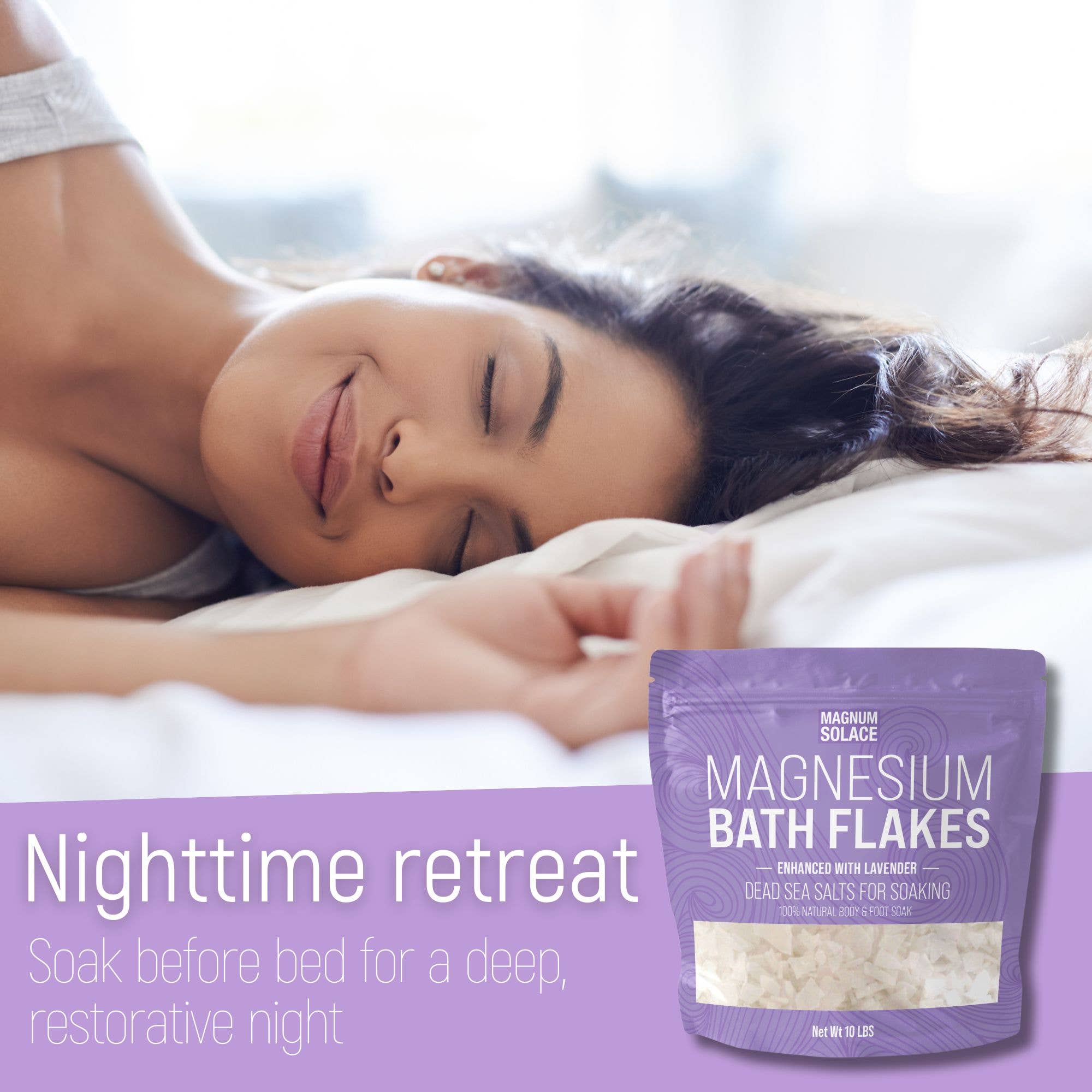 Magnesium Bath Flakes, Bath Soak Enhanced with Lavender