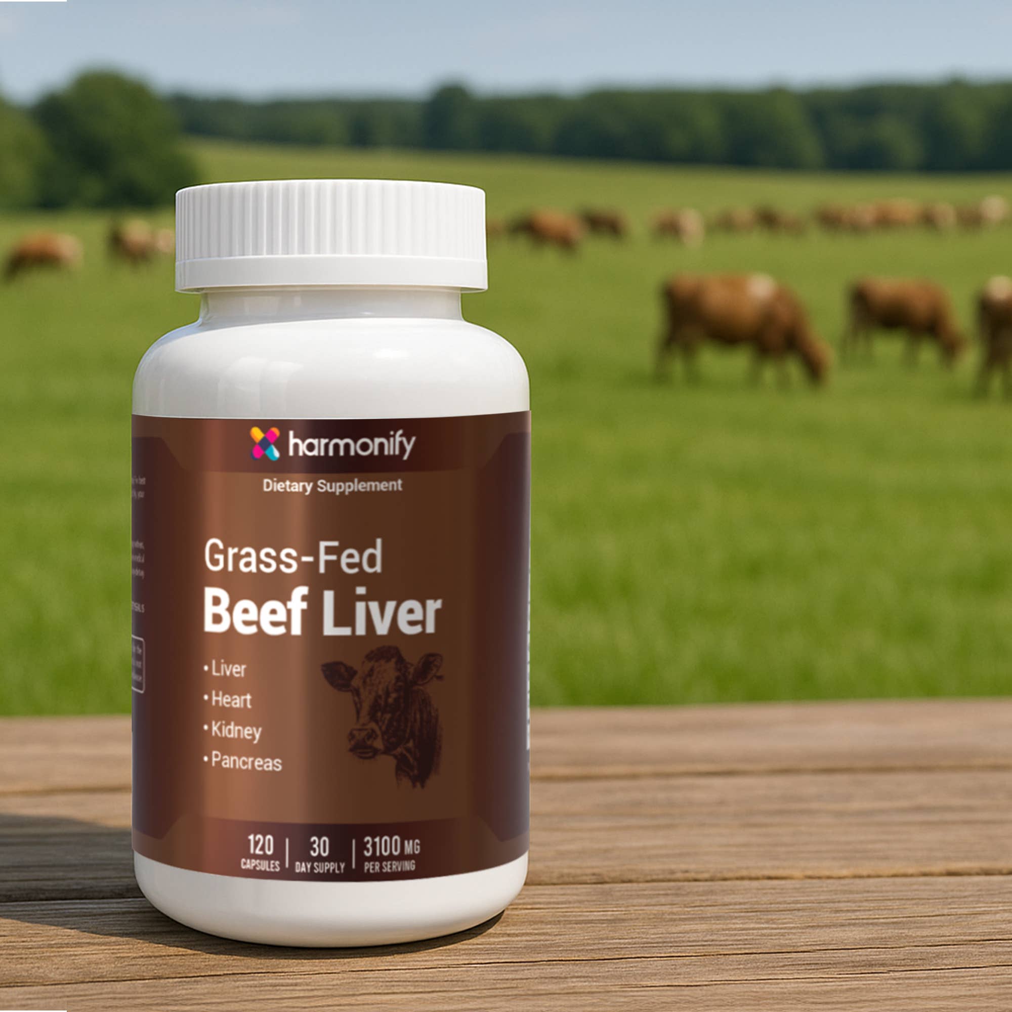 Grass Fed Beef Liver Capsules 3100mg Organ Meat Supplement