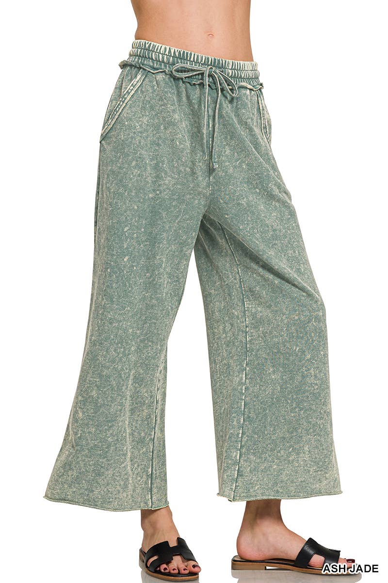 ",._ WASHED FRENCH TERRY PALAZZO WITH POCKETS