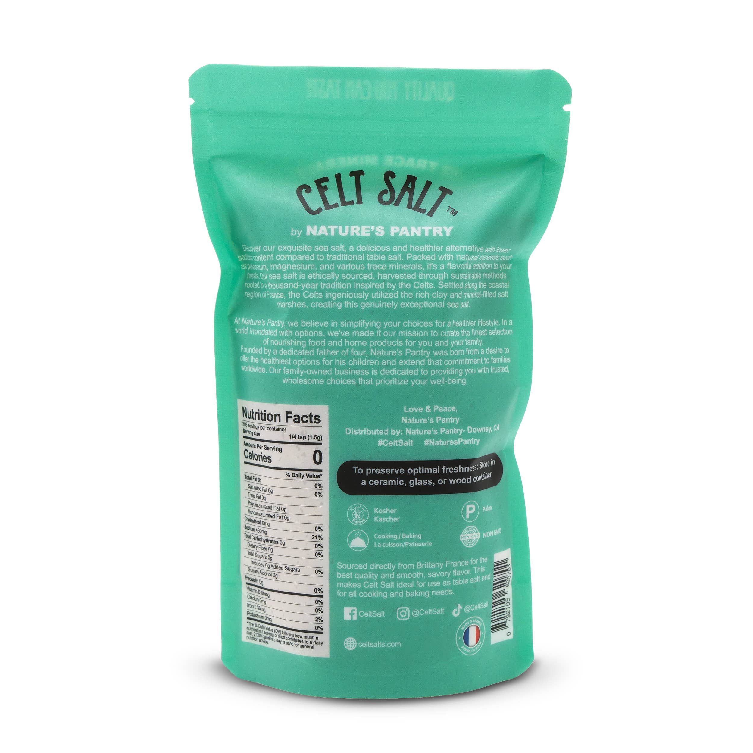 Celtic Sea Salt, Fine Ground - 1lb (16oz) Resealable Bag
