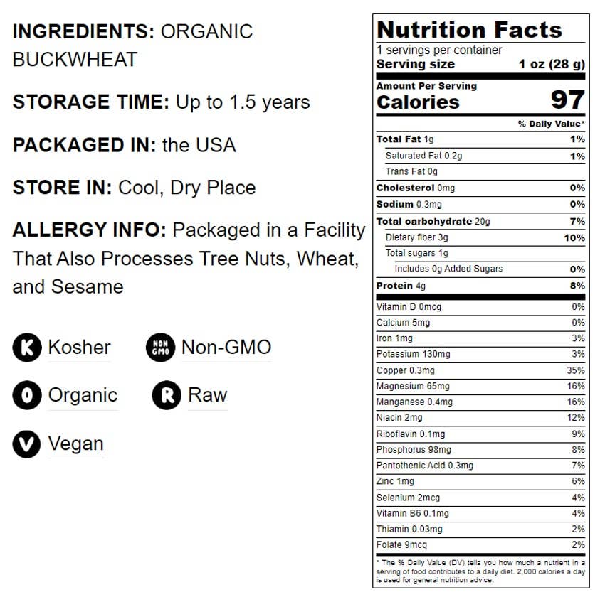 Organic Buckwheat Groats – Whole Grain Buckwheat Seeds, Raw