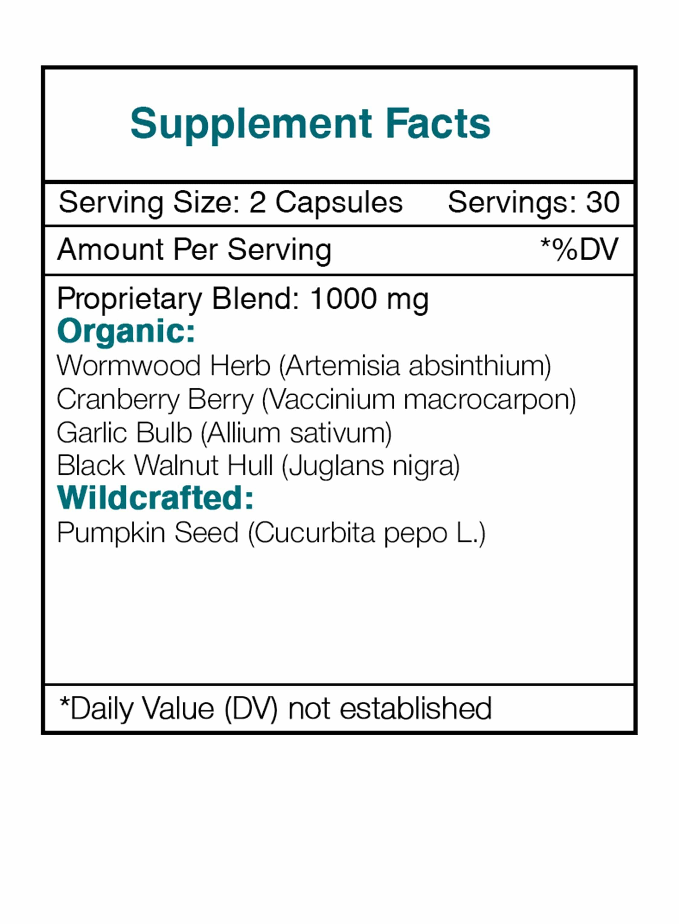 Tribal Parasite Purge Capsules. Intestinal Purge Formula