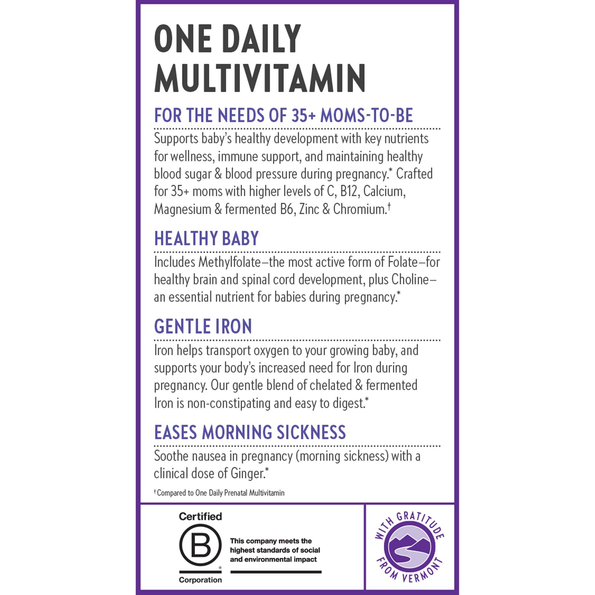 One Daily Prenatal Multivitamin 35+, 30 Vegetarian Tablets