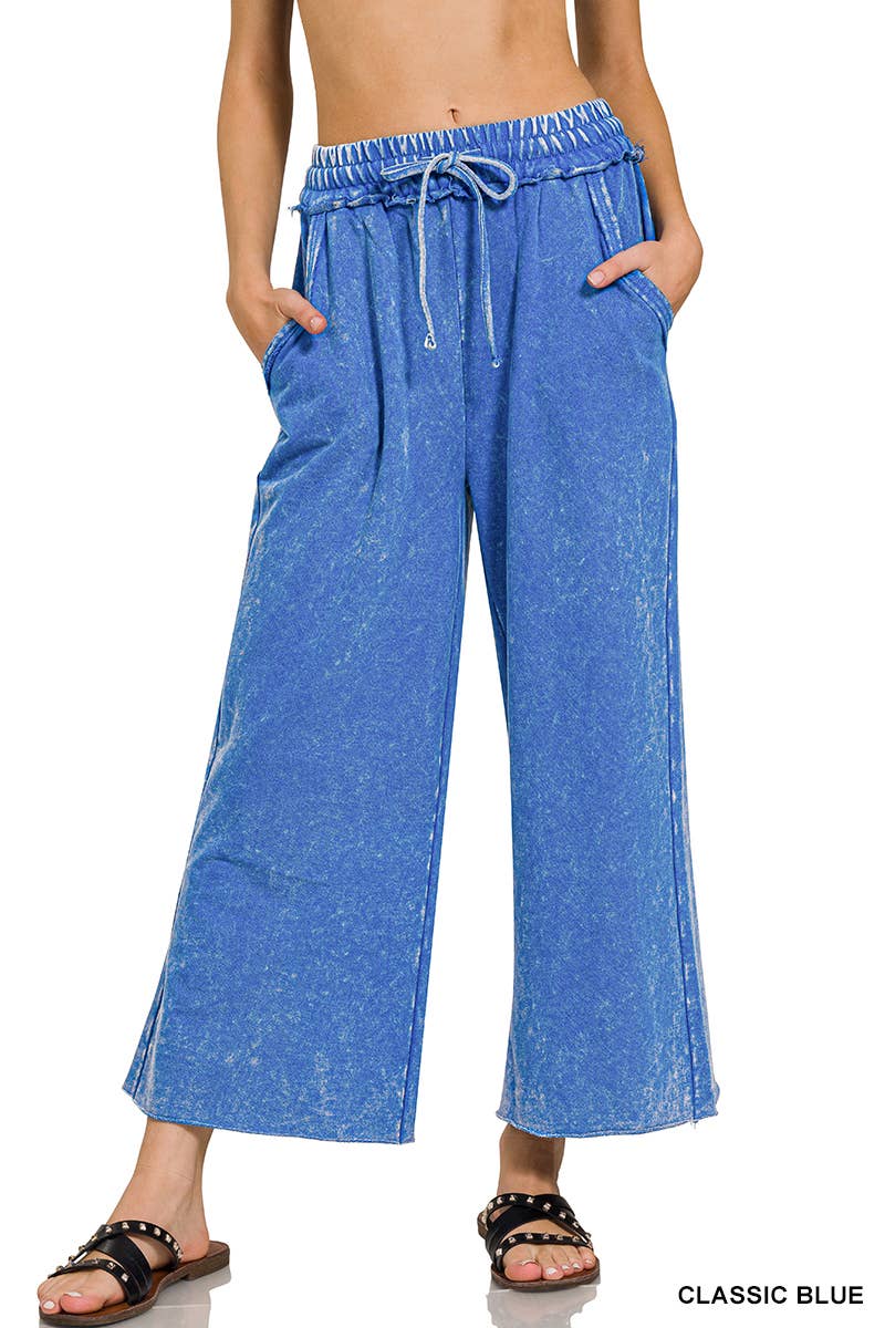 ",._ WASHED FRENCH TERRY PALAZZO WITH POCKETS