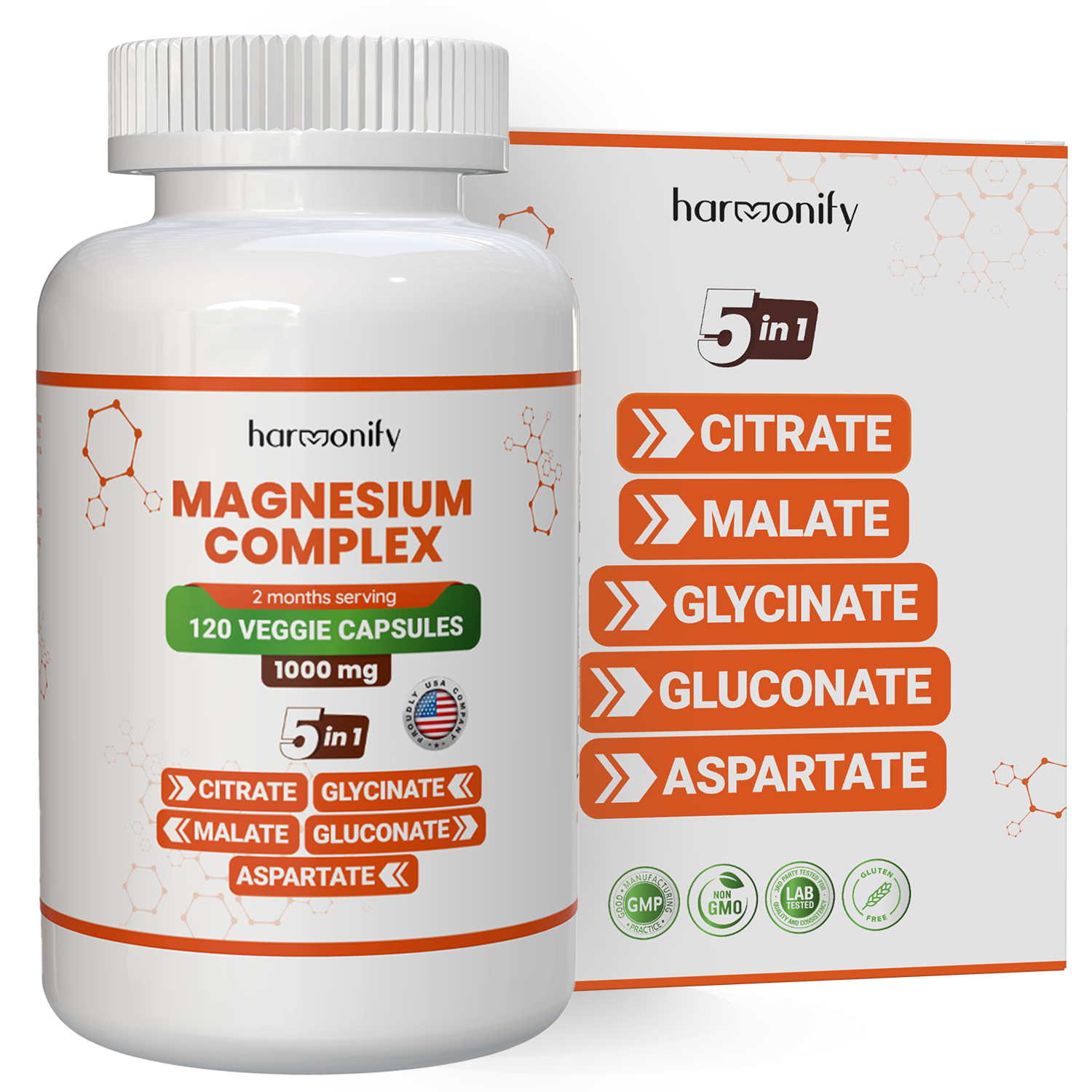 HARMONIFY Magnesium 5 in 1 Complex, 1000 mg, Glycinate, etc