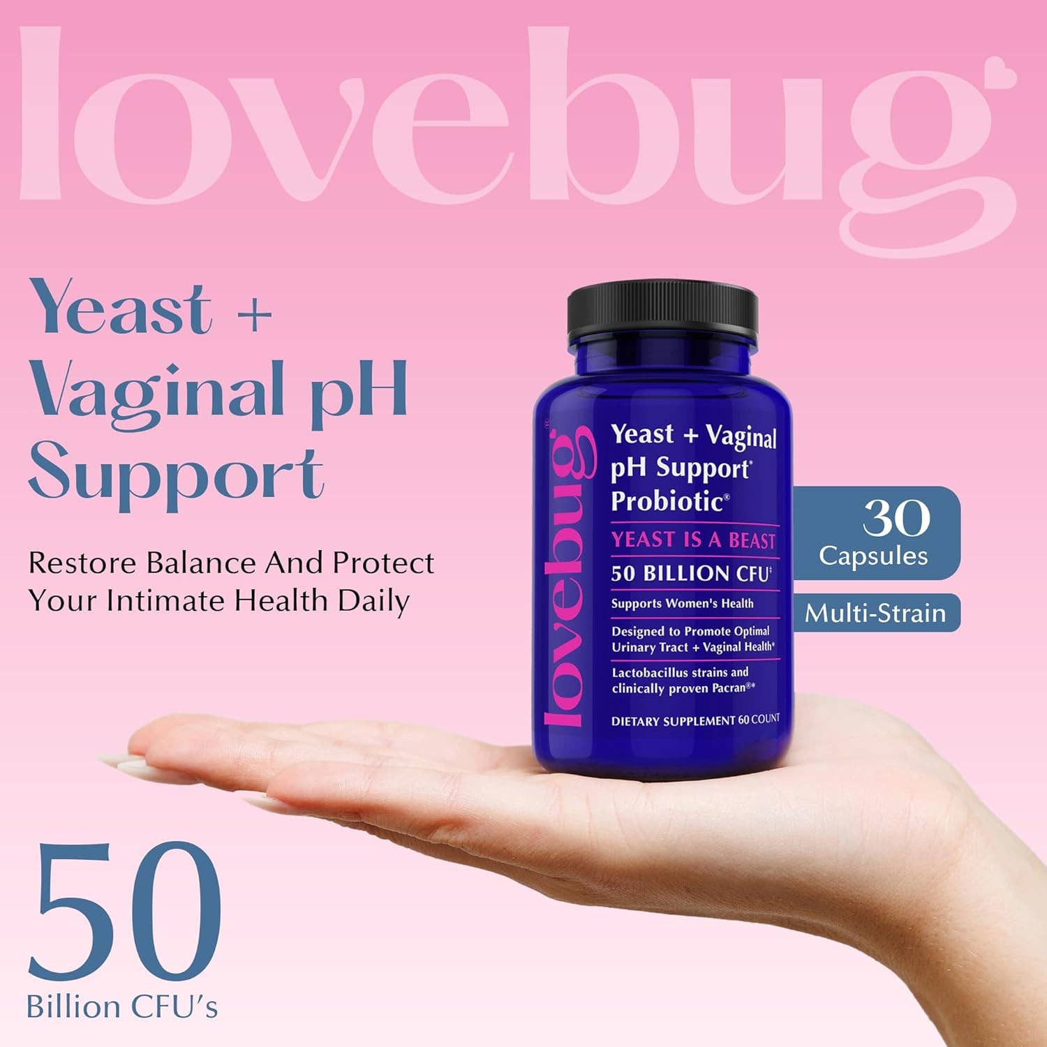 Yeast & Vaginal pH Support Probiotic Oral Supplement