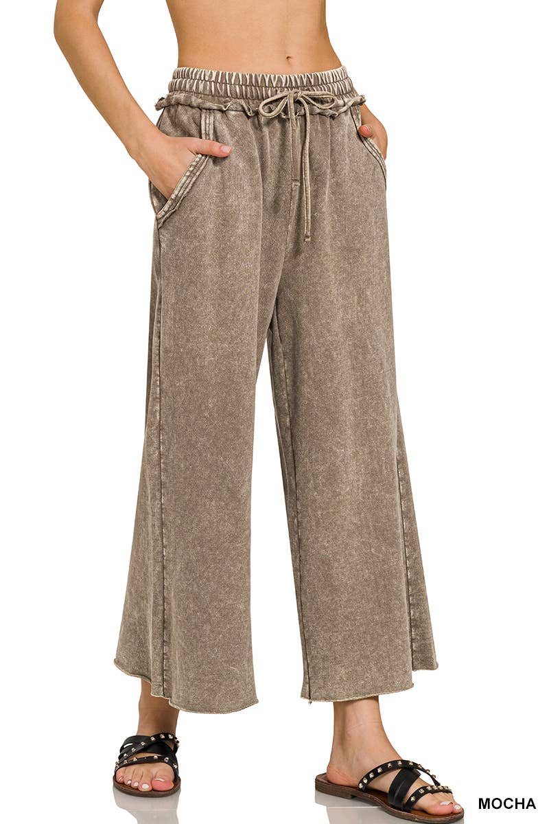 ",._ WASHED FRENCH TERRY PALAZZO WITH POCKETS
