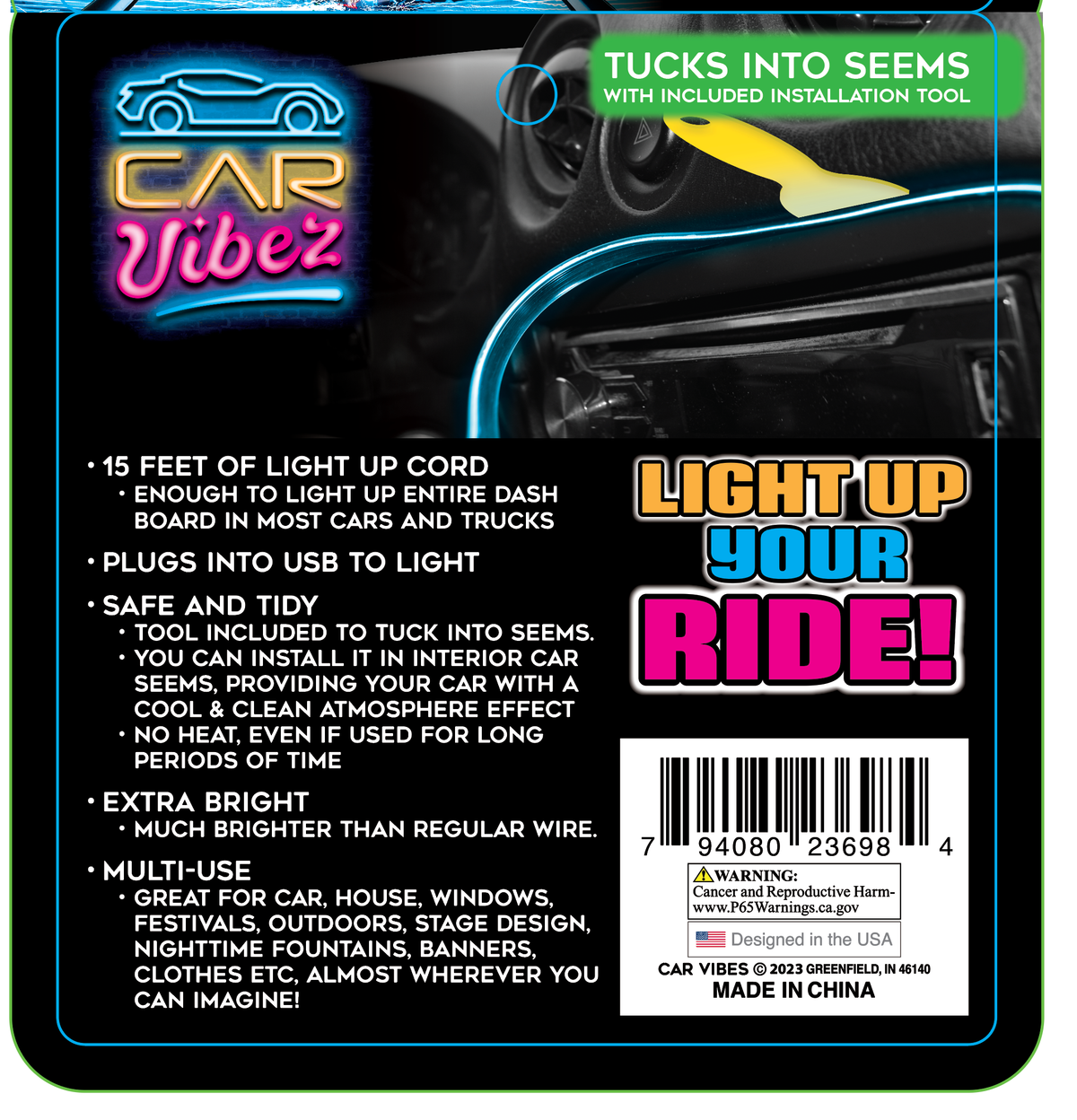 Car Vibez Car Interior Light Strip Mood Light- 6/Pack