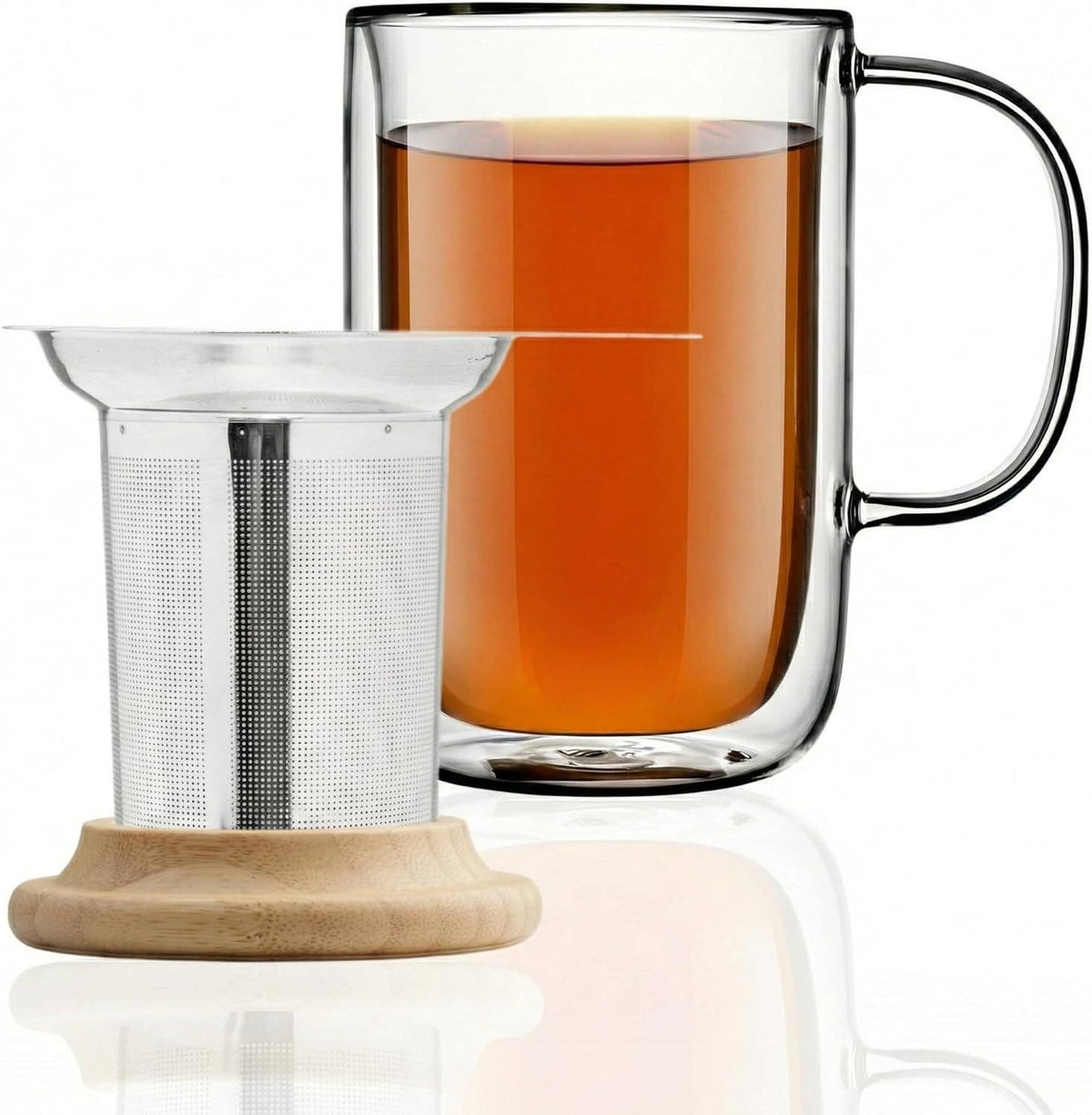 Venus Double Wall Glass Cup With Infuser, 13.5oz