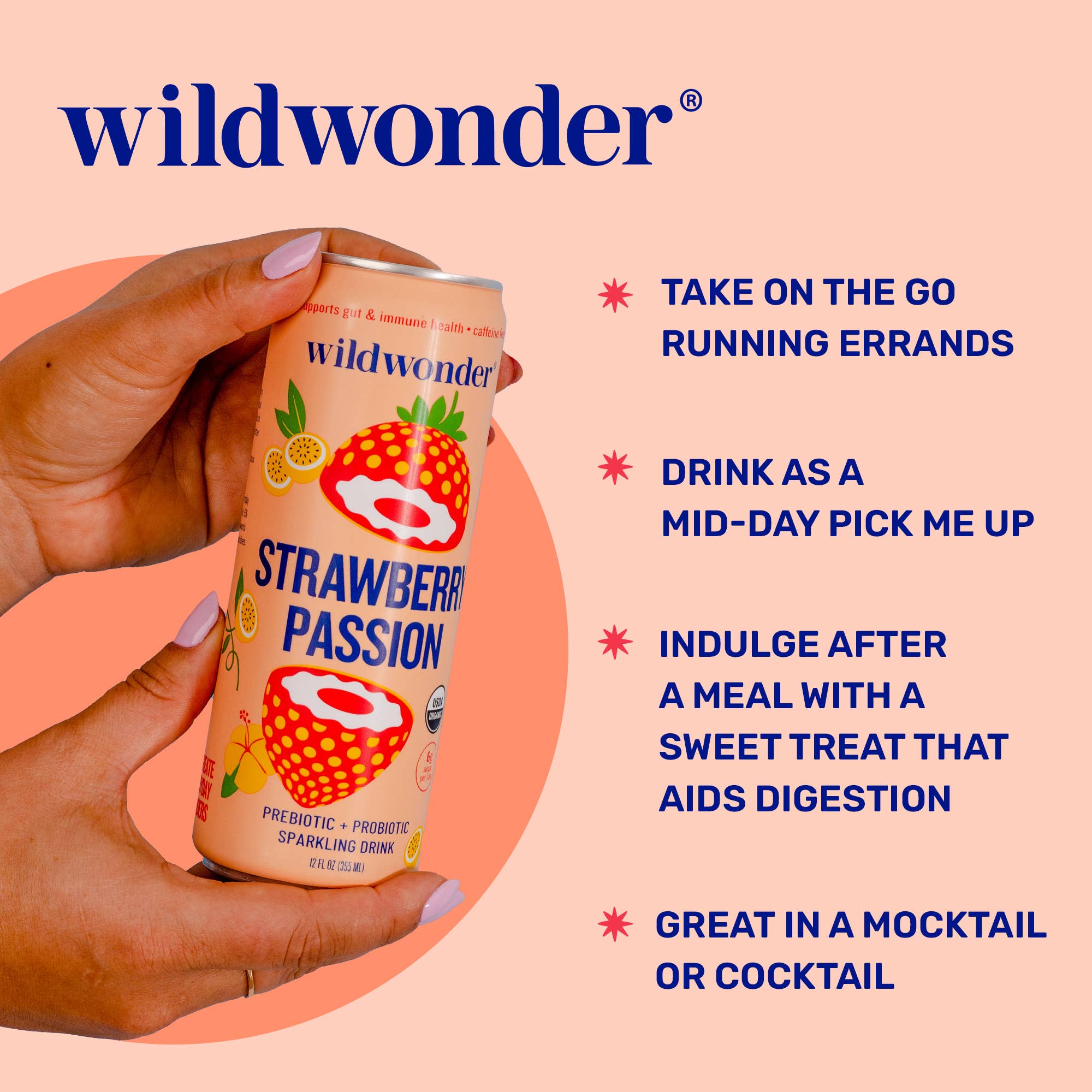 Strawberry Passion Sparkling Prebiotic + Probiotic Drink