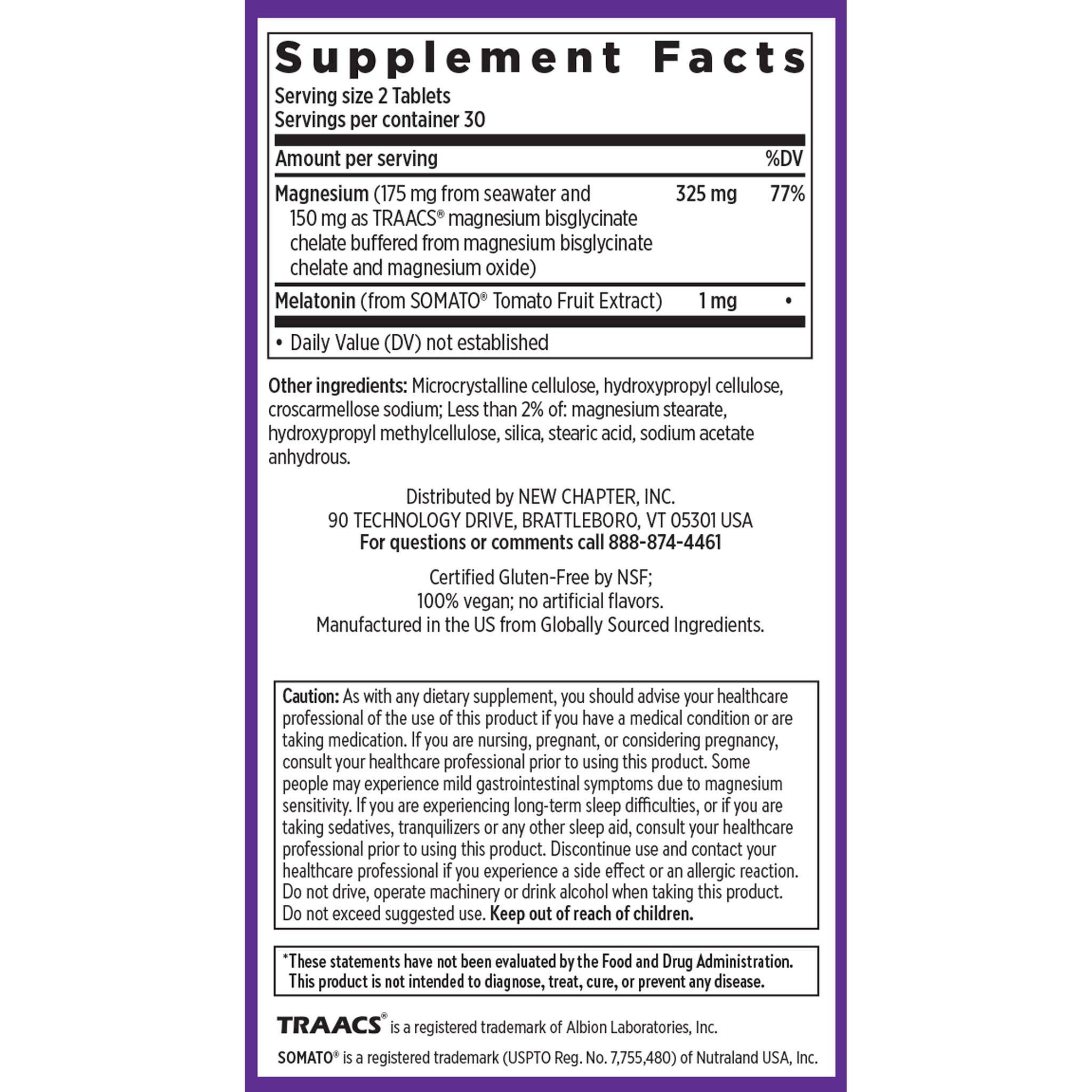 Magnesium + Plant-Based Melatonin, 60 Tablets