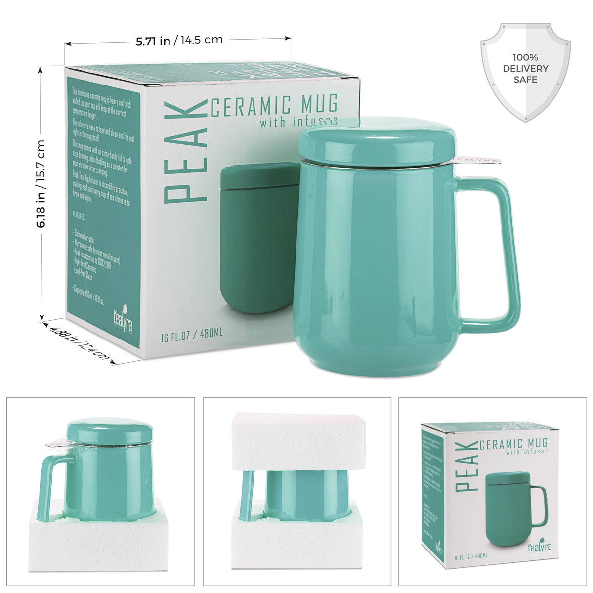 Peak Porcelain Ceramic Mug With Metal Infuser 19oz