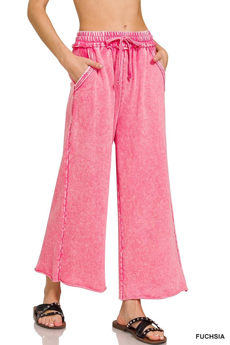 ",._ WASHED FRENCH TERRY PALAZZO WITH POCKETS