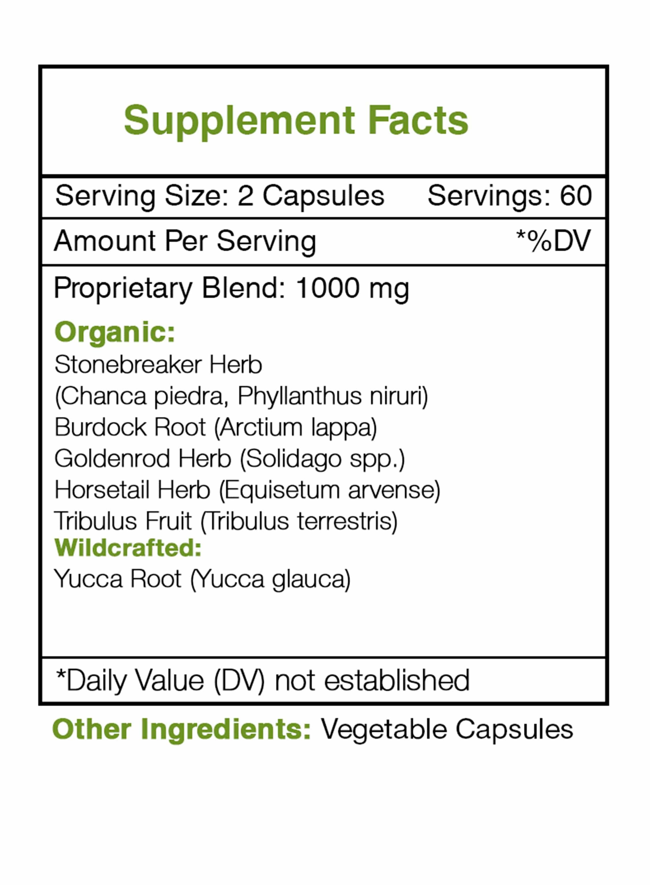 Stone Breaker Blend Capsules. Kidney Function Support