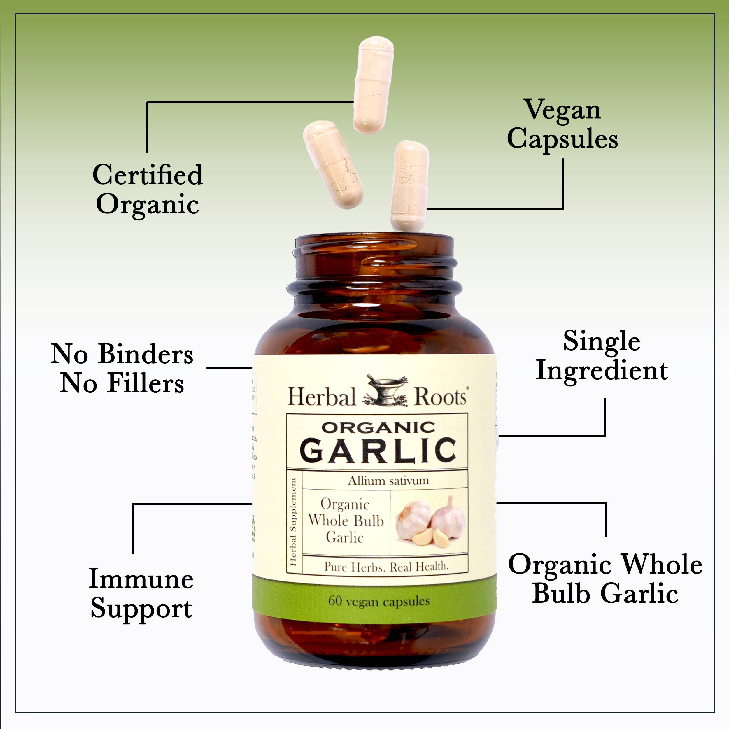 Herbal Roots Organic Whole Bulb Garlic Capsules