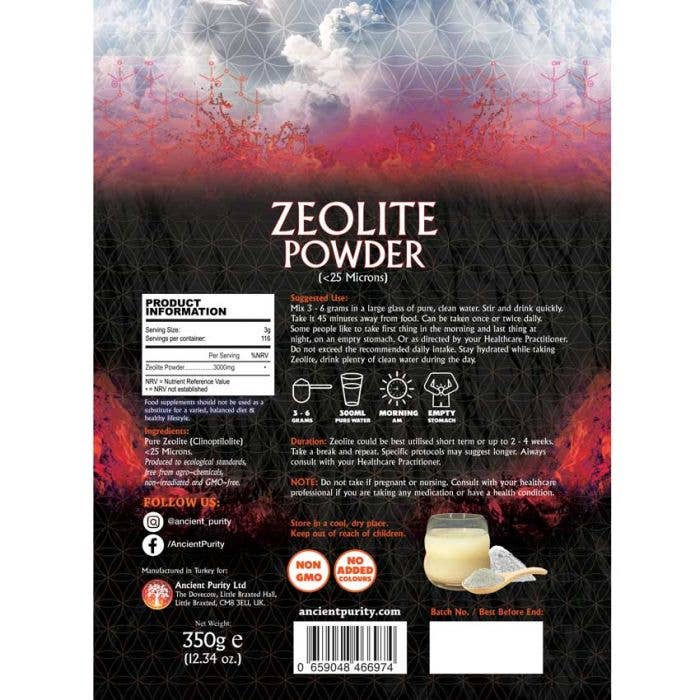 Zeolite Powder - 350g (< 25 Microns) HM Detox Cleanse