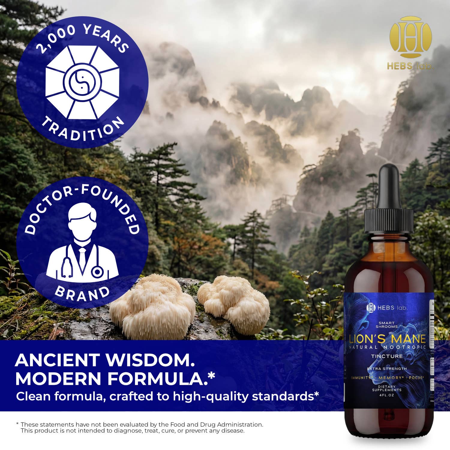Lion’s Mane Mushroom Tincture – Brain & Focus Support – 4 oz