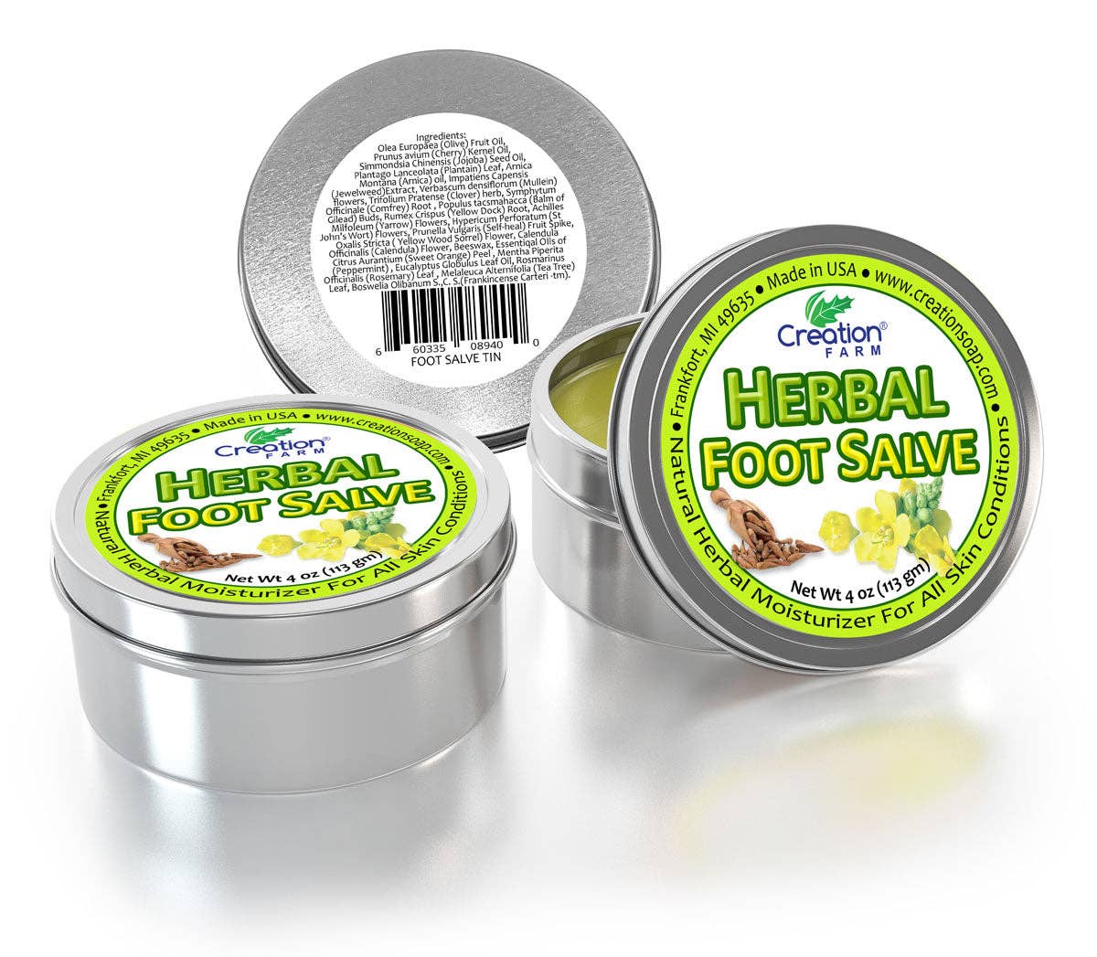 Best Foot Care Herbal Salve Large 4 oz Tin of Botanical Foot