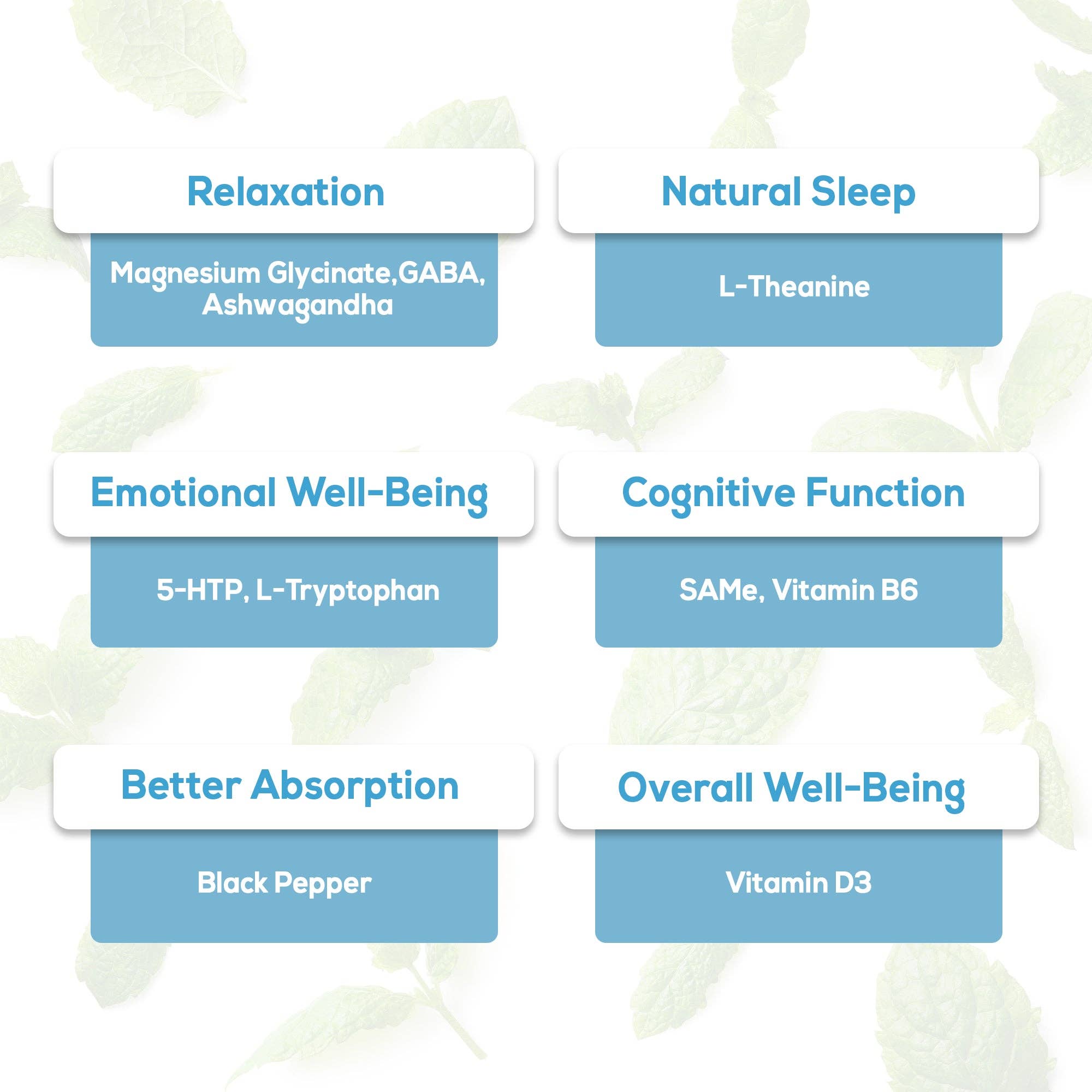 GABA L-Theanine Supplements with Magnesium Glycinate, Ashwag