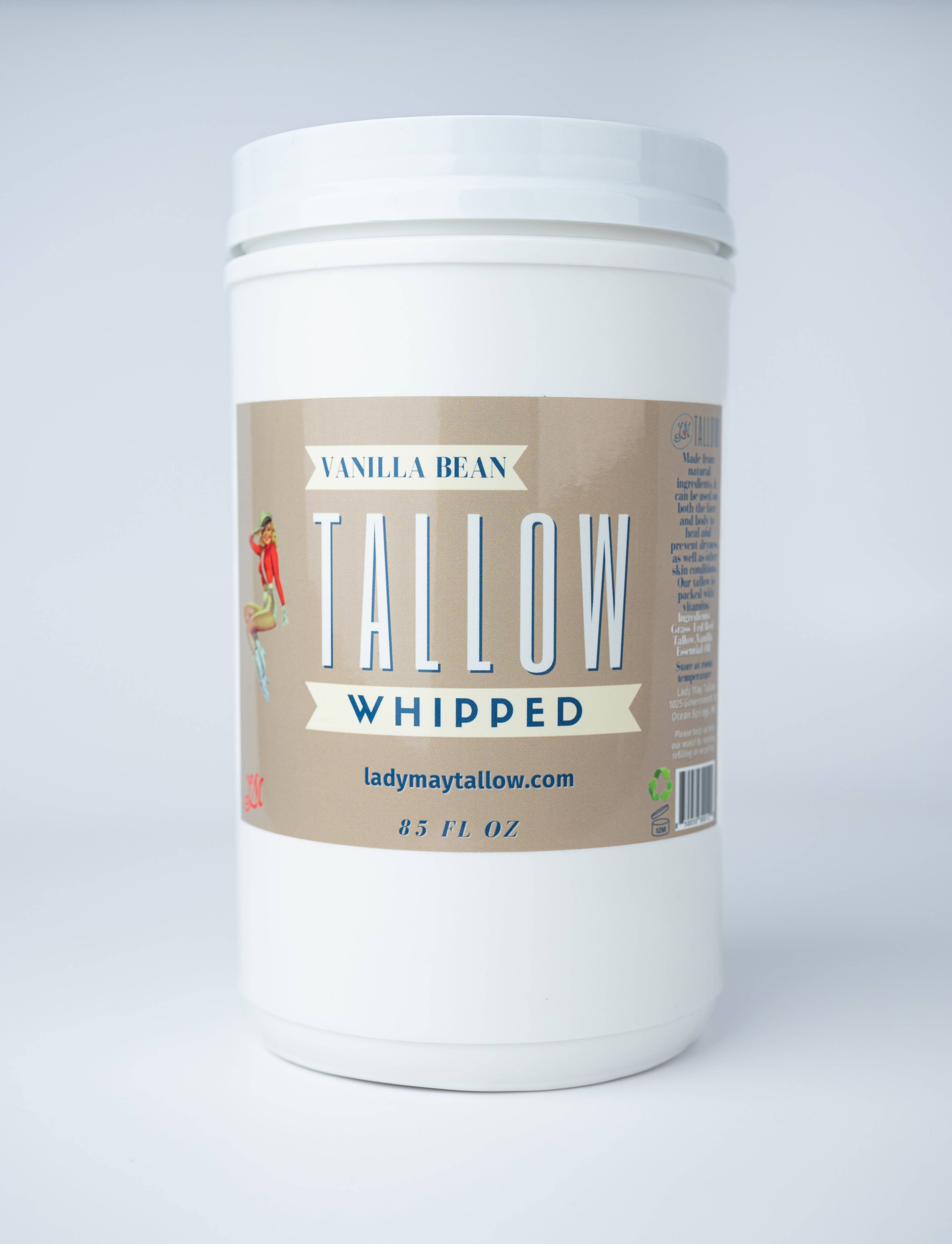 Vanilla Whipped Tallow Moisturizer | Natural Beef Tallow Lotion | Pure, Preservative-Free Skincare by Lady May